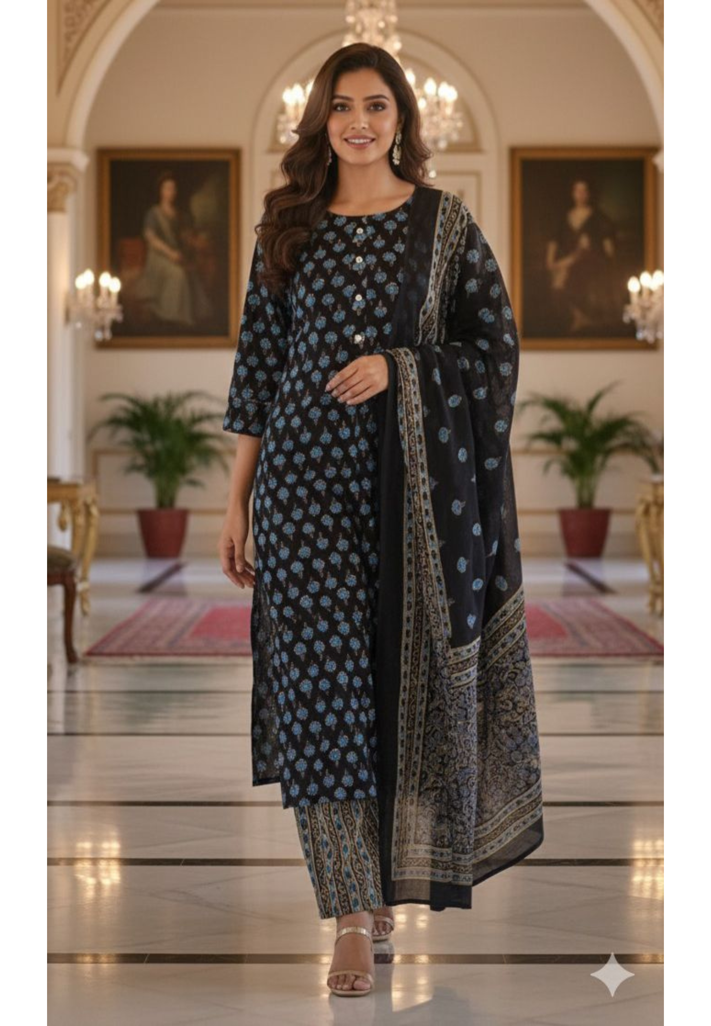 Cotton Printed Full Suit With Printed  Dupatta-12200