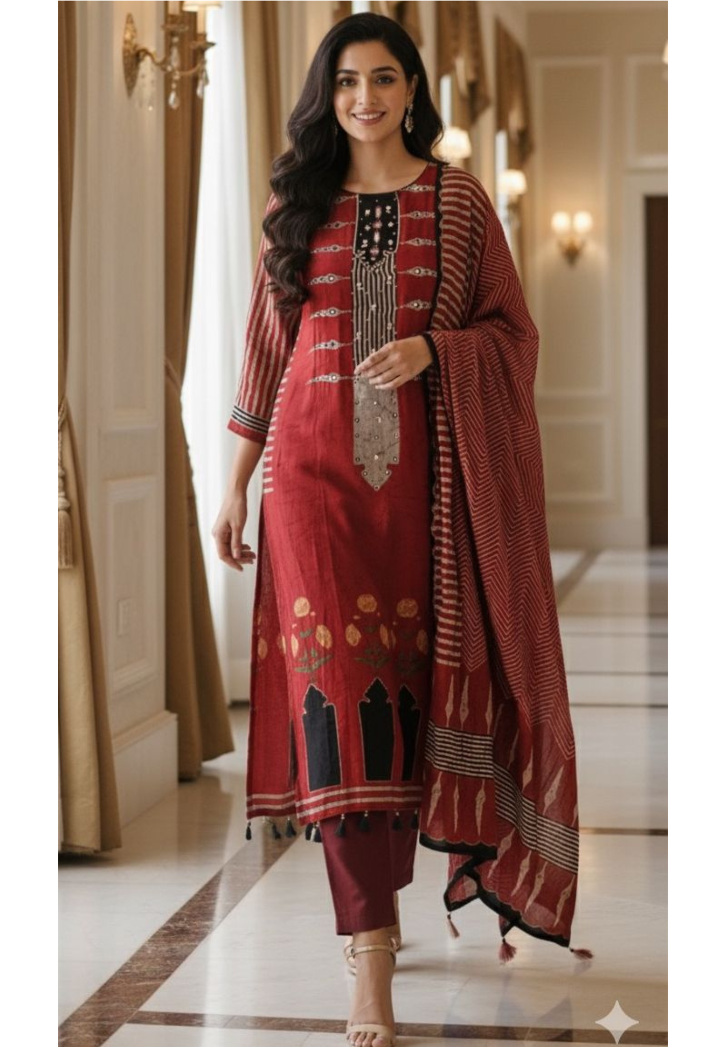 Pure Crepe Printed full suit set-12222