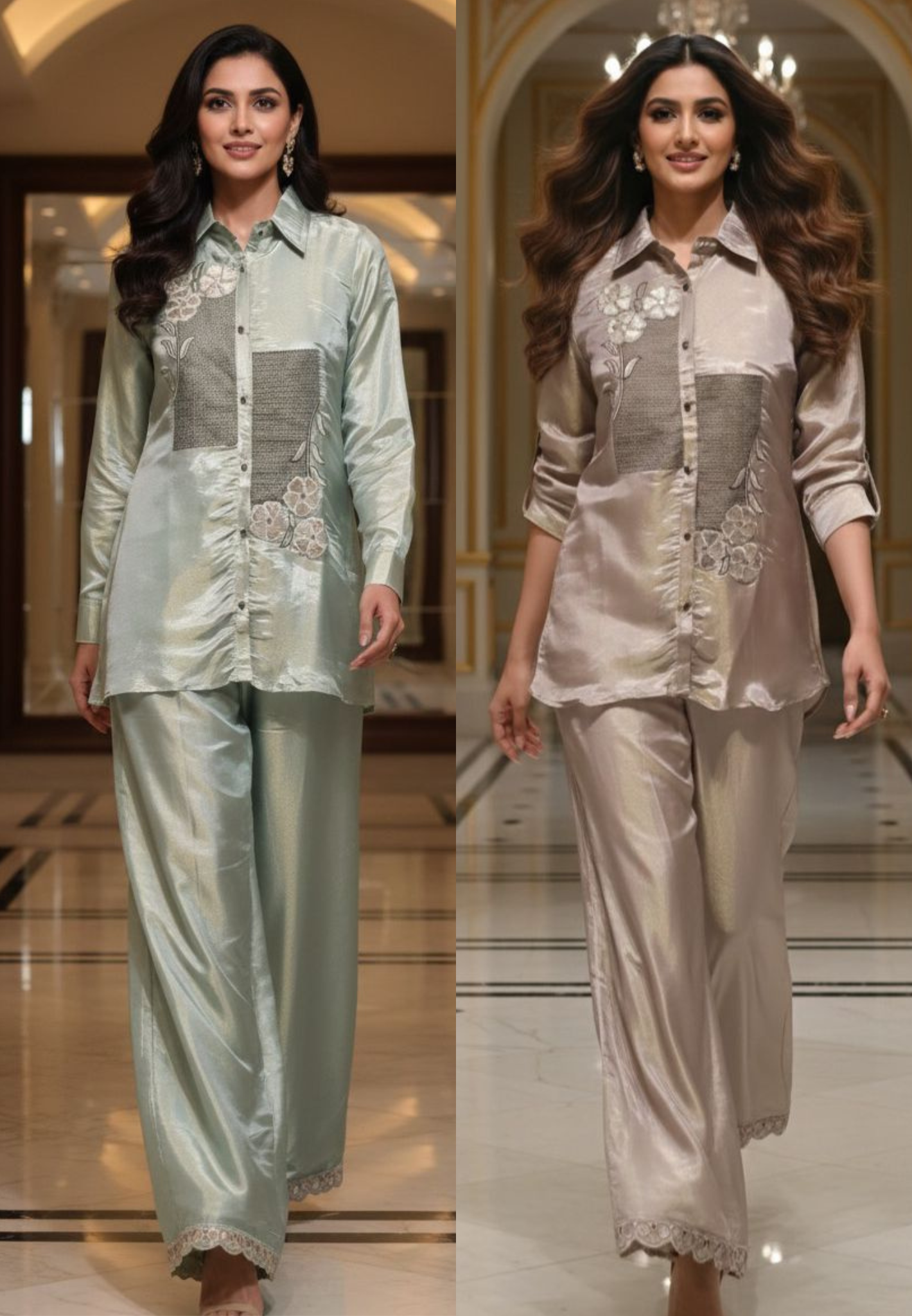 Pure Tissue Cord Set Collar Style Shirt With Loose Bottom DRYWASH