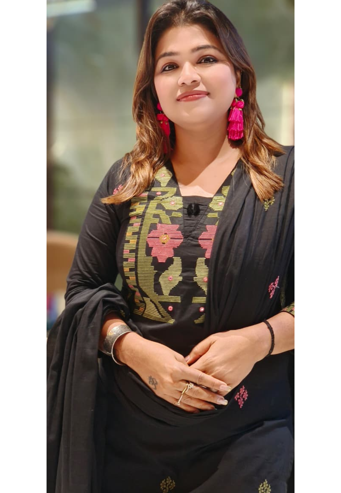 Elegant Cotton Kurta with Cross Stitch Embroidery & Border Detailing with Bottom And Dupatta