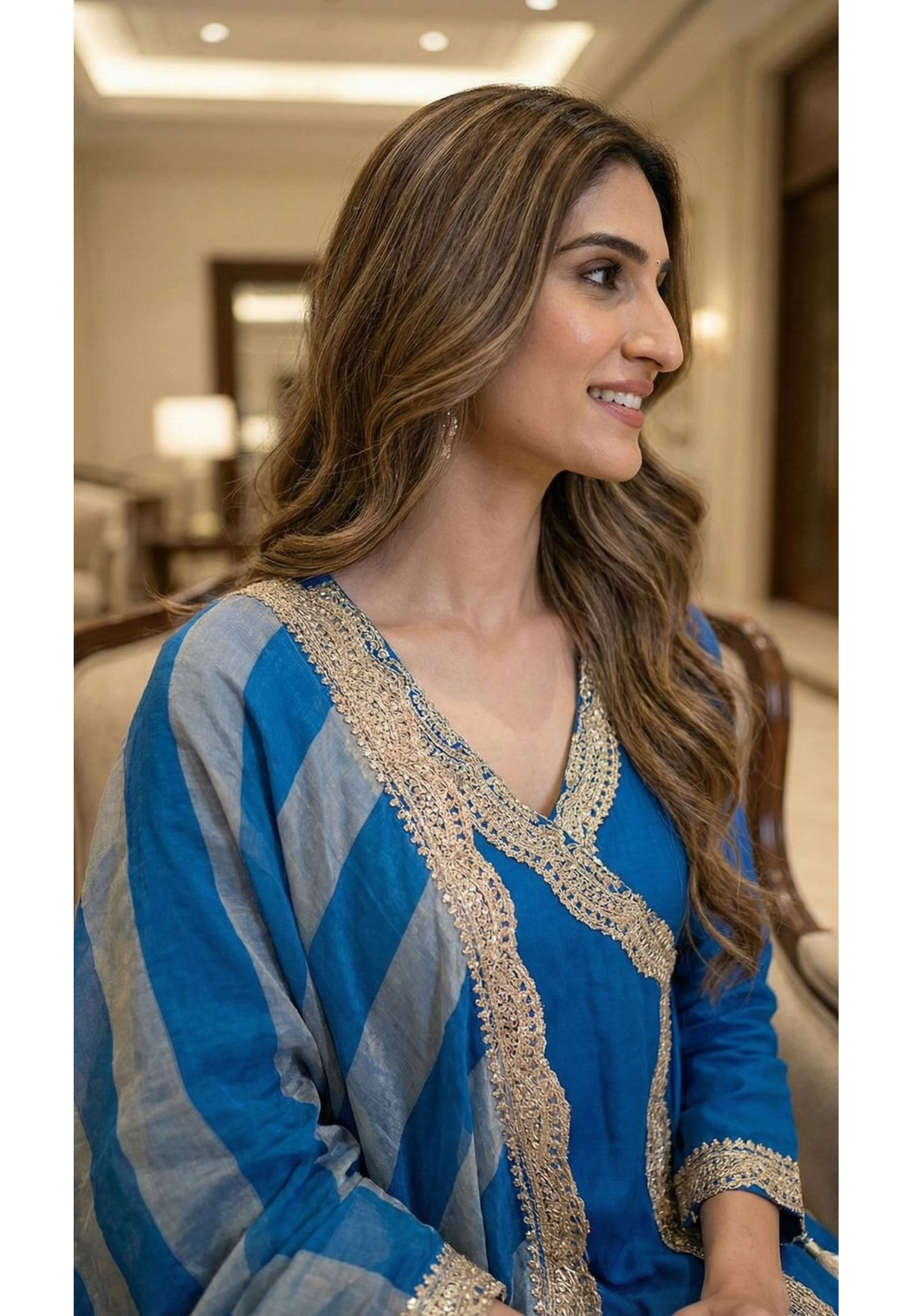 Elegant Dola Silk Angrakha-Style Anarkali With Intricate Cut-Dana Embellished Borders and Coordinated Dupatta-12753
