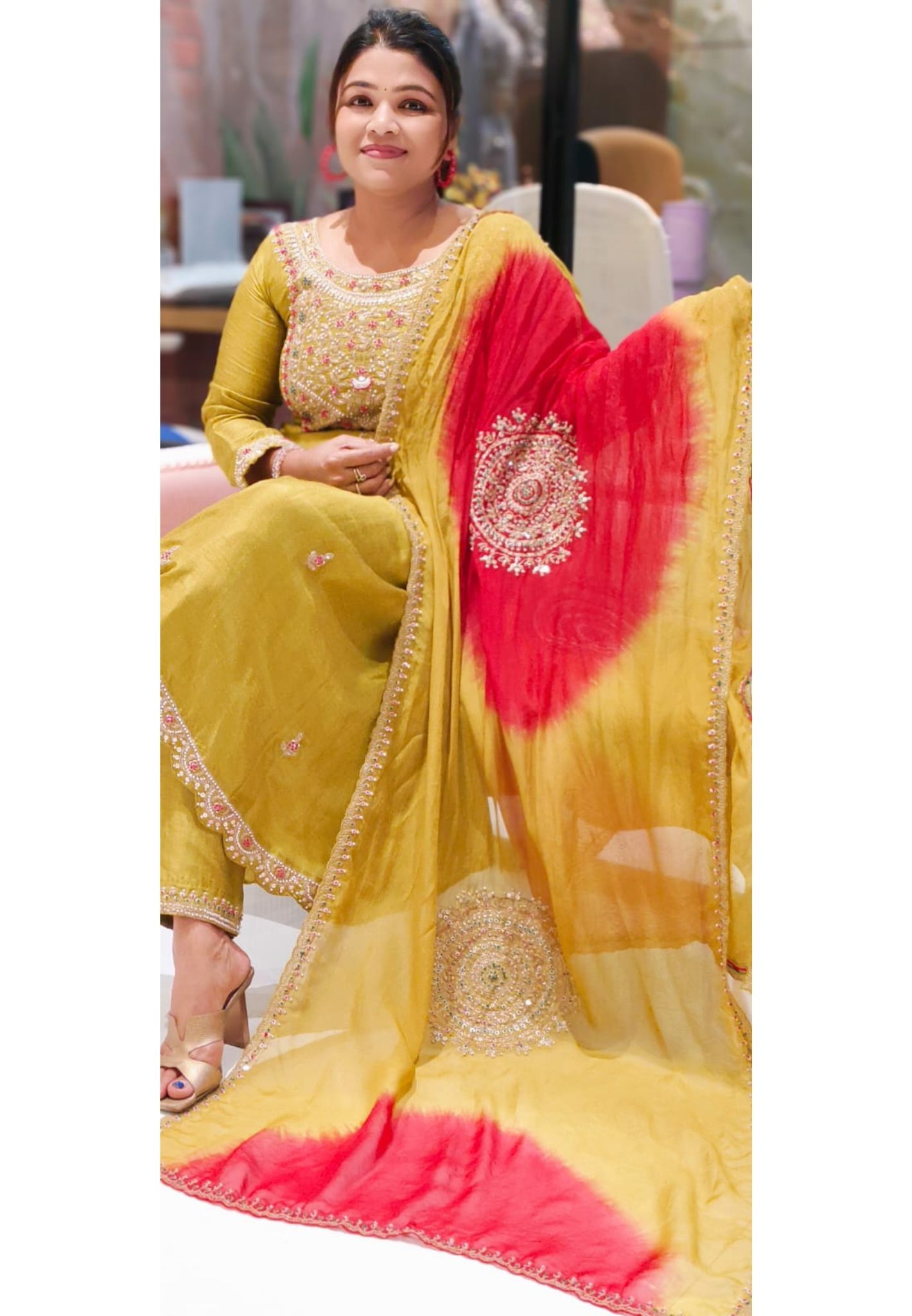 Grand Front Work A-Line Full Suit Set With Heavily Work Dual-Tone Dupatta In Dola Silk Fabric- 12791, 12792