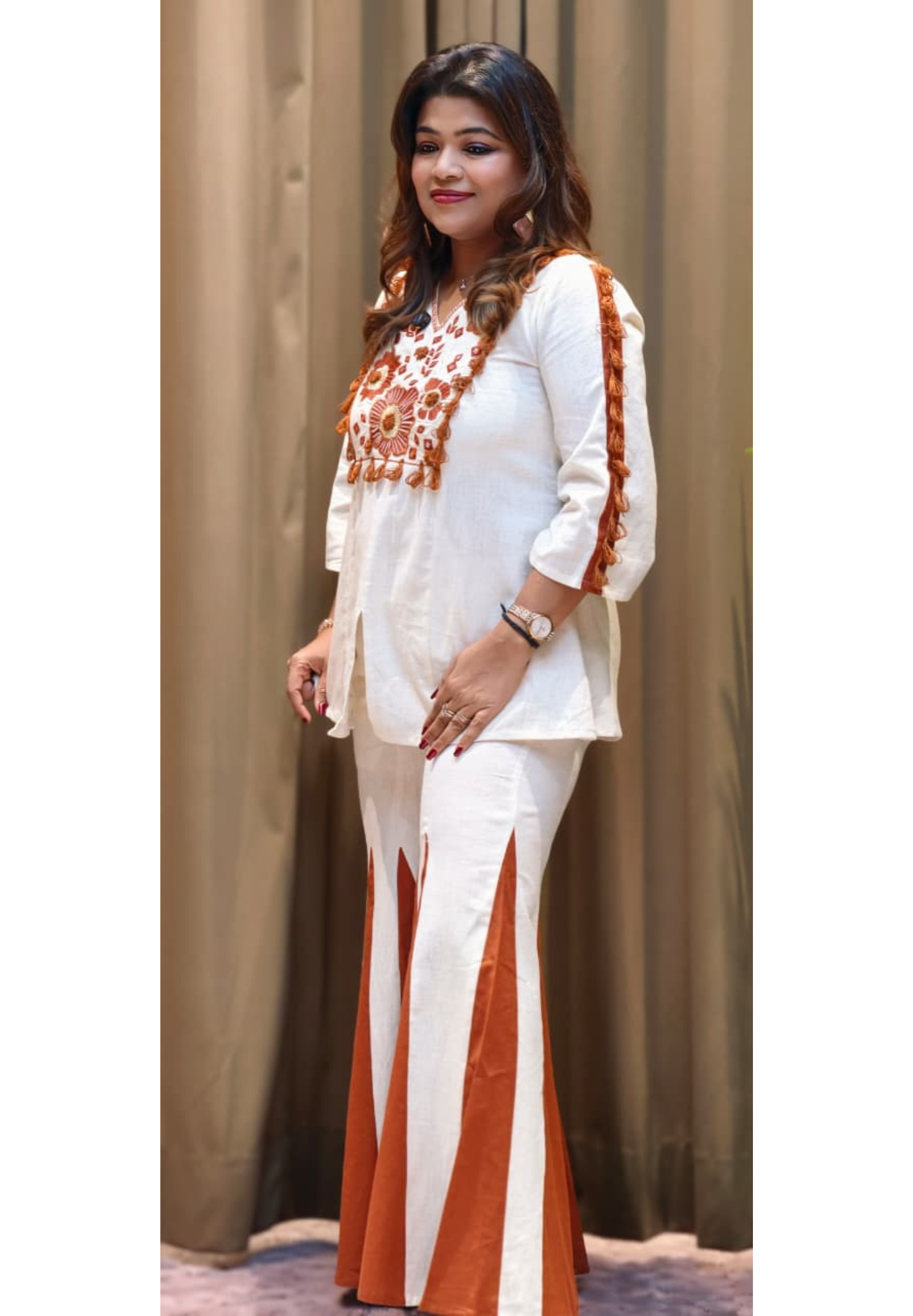 Pure Thread Embroidery Boho Chic Flex Cotton Matching Co-Ord Set- 13210