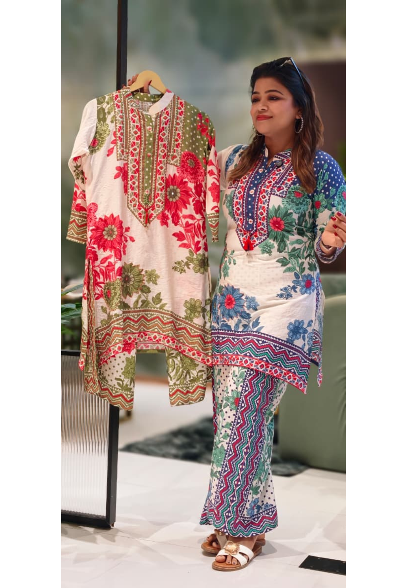 Turkish Look Floral Inspired Printed Co-Ord Set In Cotton Fabric- 13280 (Slightly Lean Fit)