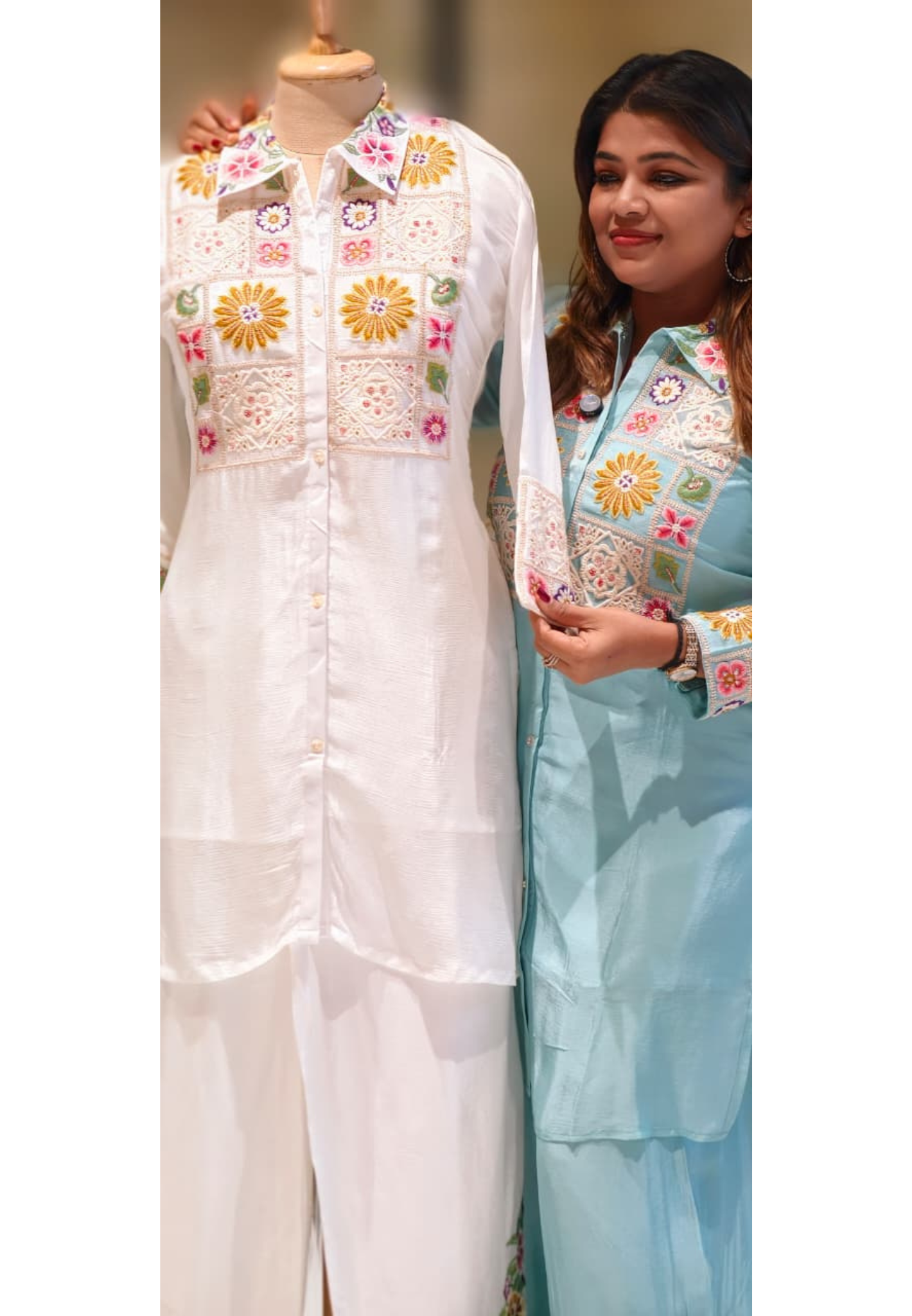 Soft Luxe Very Premium Meadow Embroidered Co-Ord Set In Chinon Fabric-13281