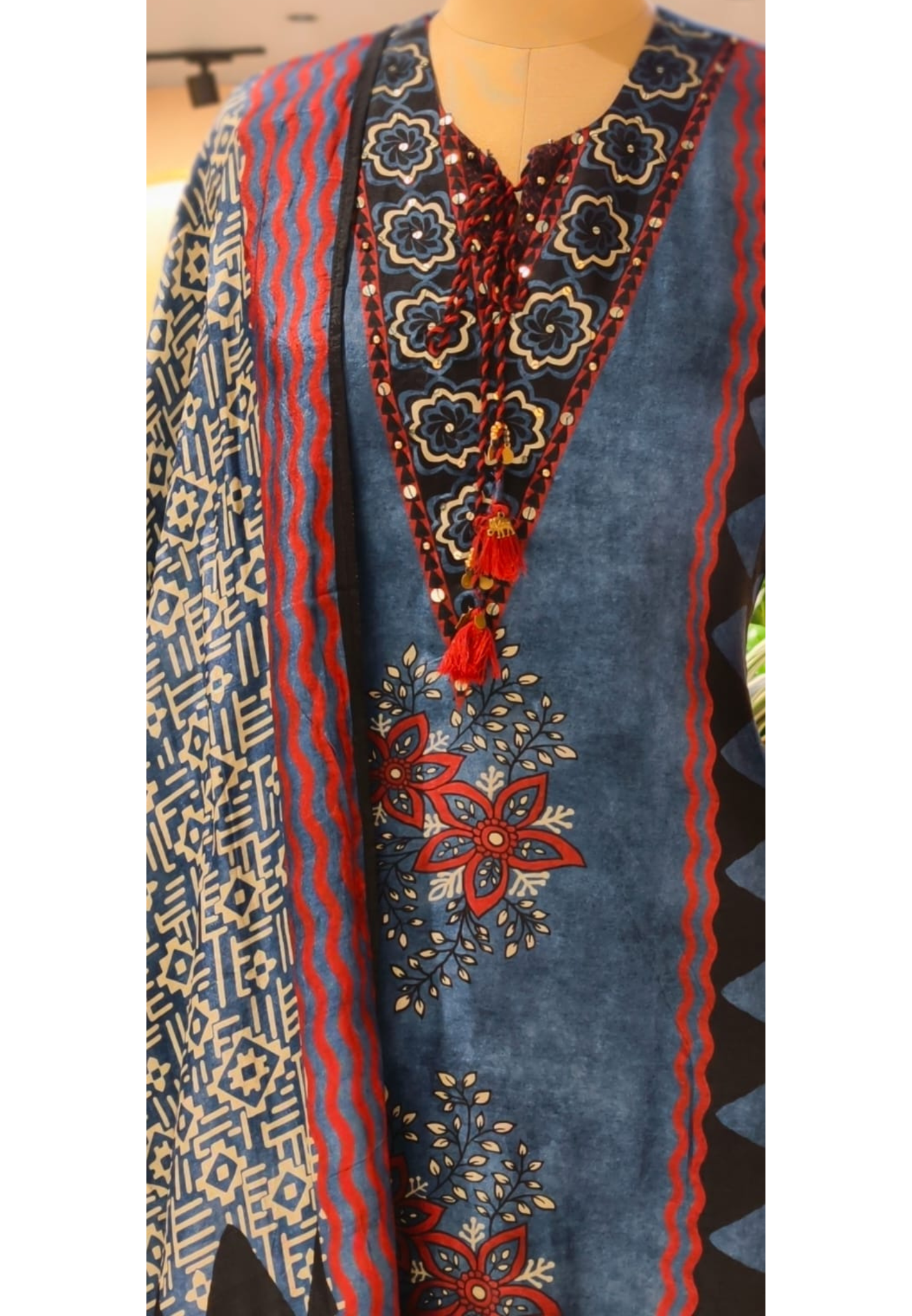 Classy Vintage Printed A-Line Full Suit Set With Dupatta In Dola Silk Fabric- 13351