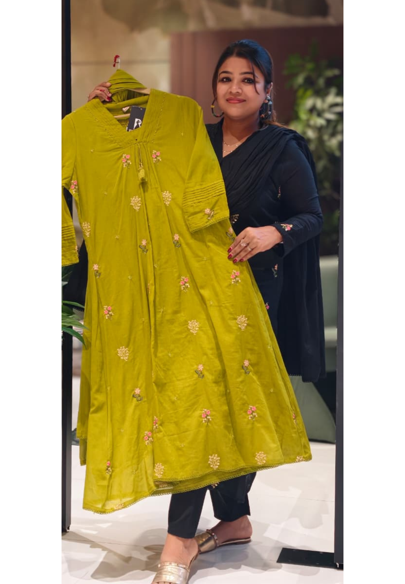 Premium Hand-Embroidered Aline Mul Cotton Kurta Pant Full Set With Tassel Detailing and Dupatta-12614,12615