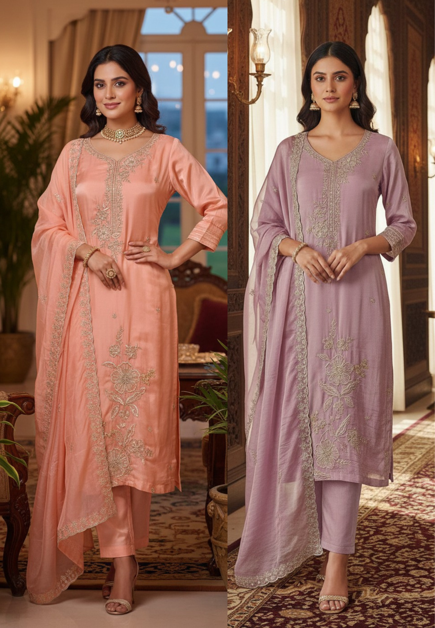 Elegant Pearl Embroidery Pastel Full Suit Set With Dupatta In Crepe Fabric-13498