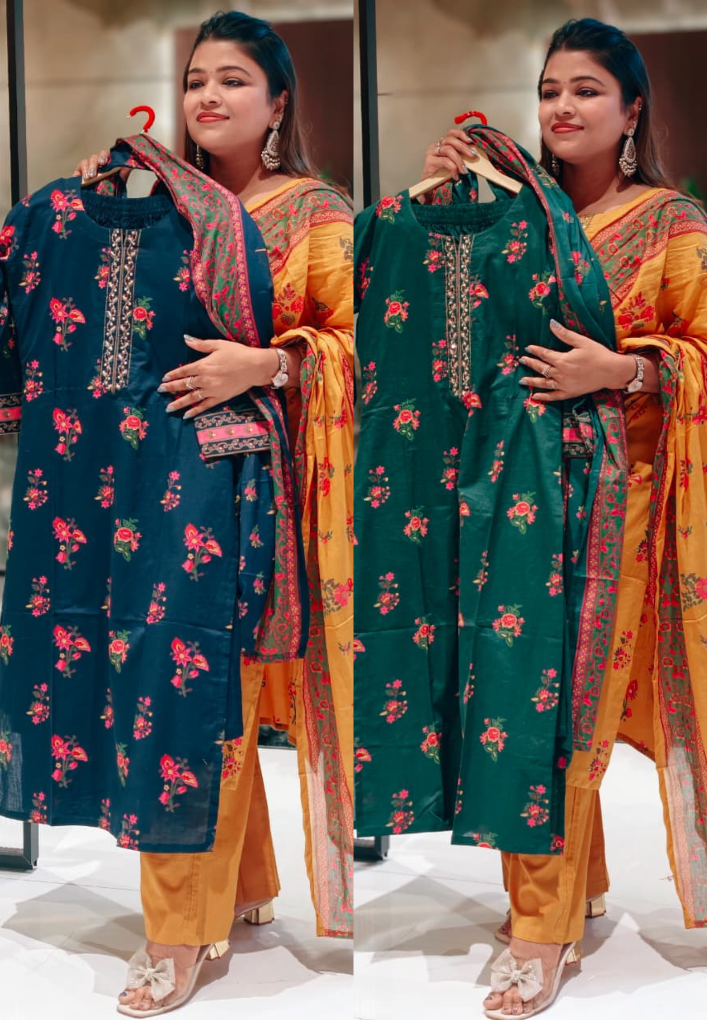 Floral Garden Printed Pure Cotton Full Suit Set With Dupatta- 13530