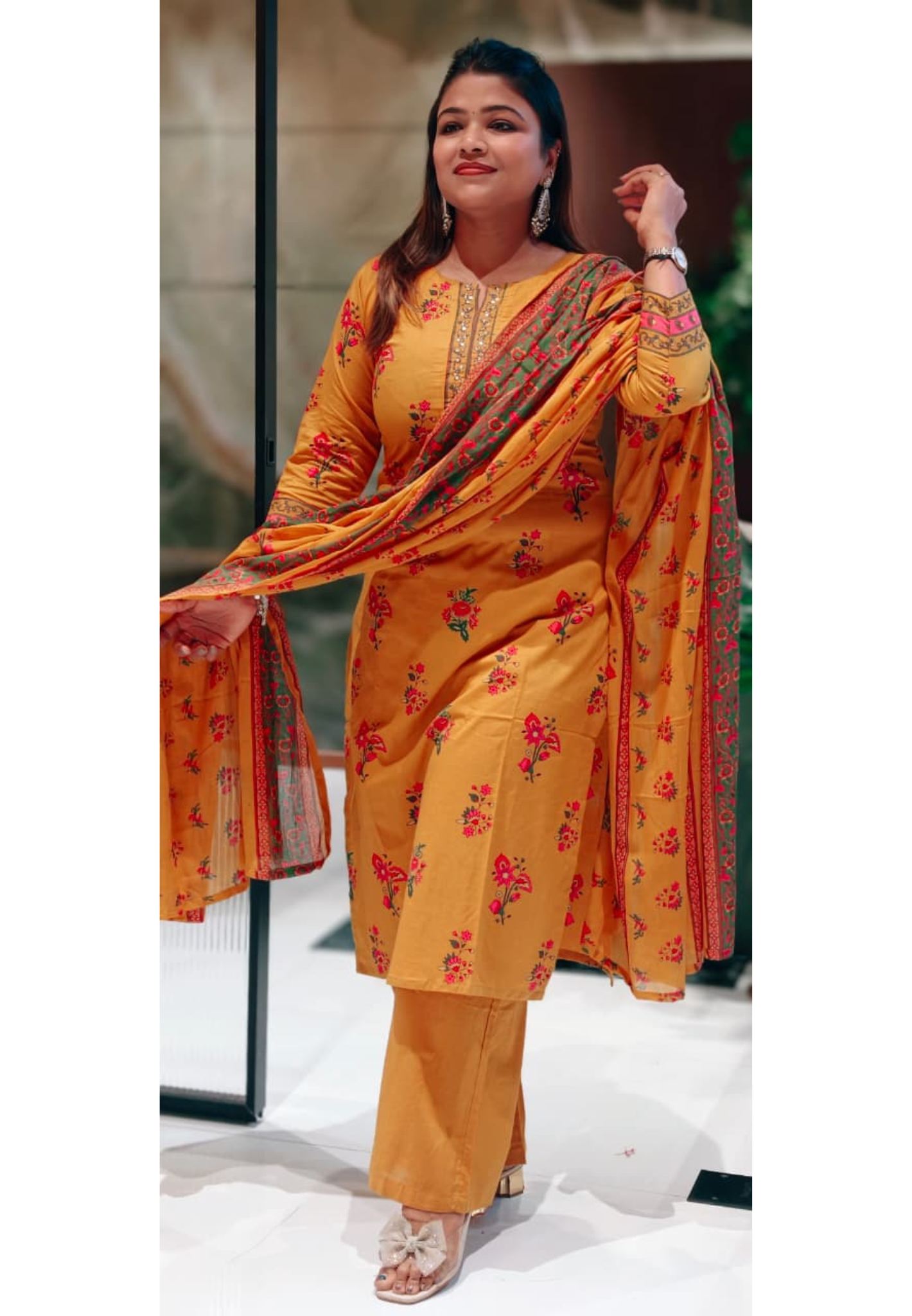 Floral Garden Printed Pure Cotton Full Suit Set With Dupatta- 13530