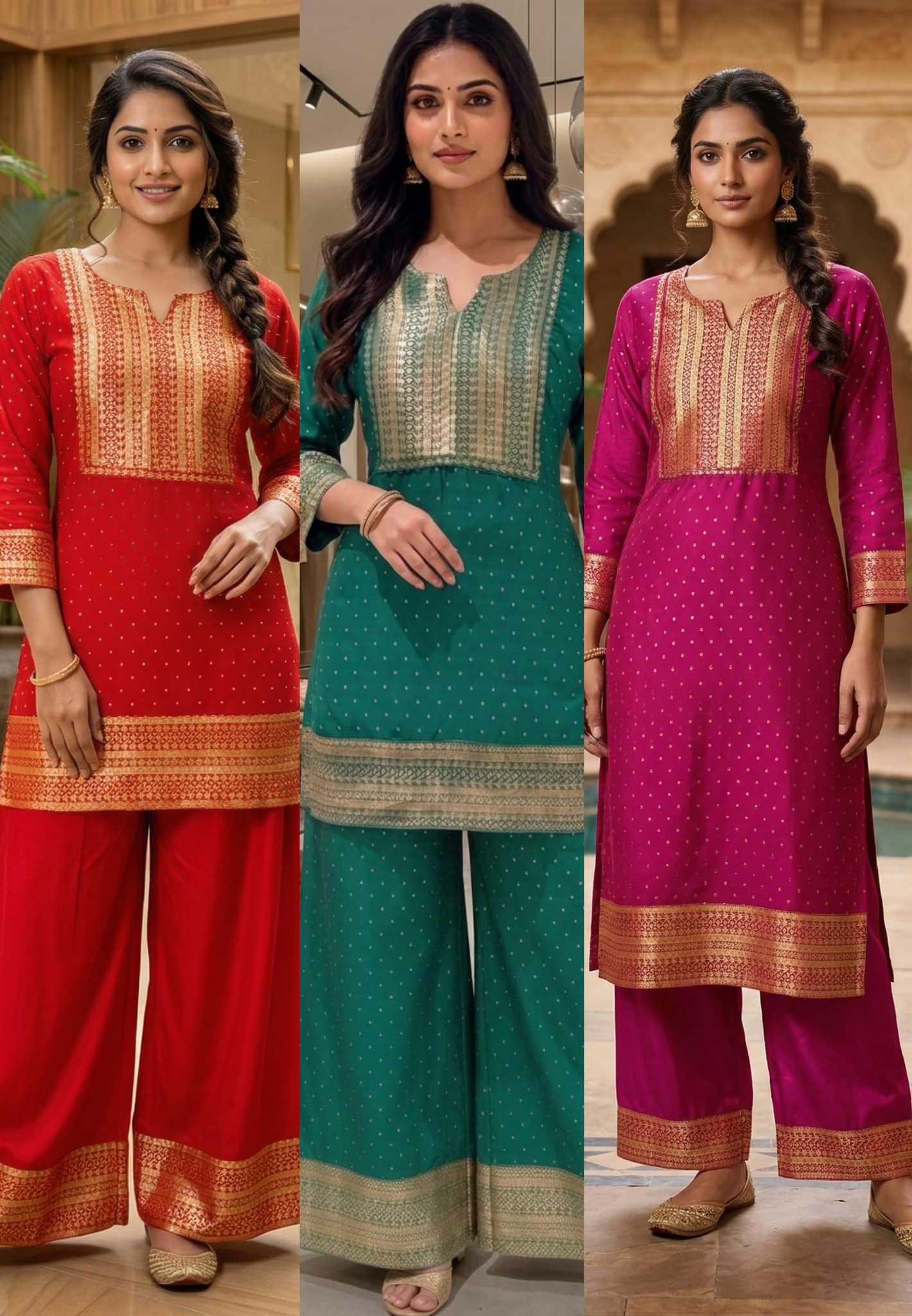 Stylish Banarasi brocade Bollywood Diva Inspired Zari Woven Festive Kurta Pant