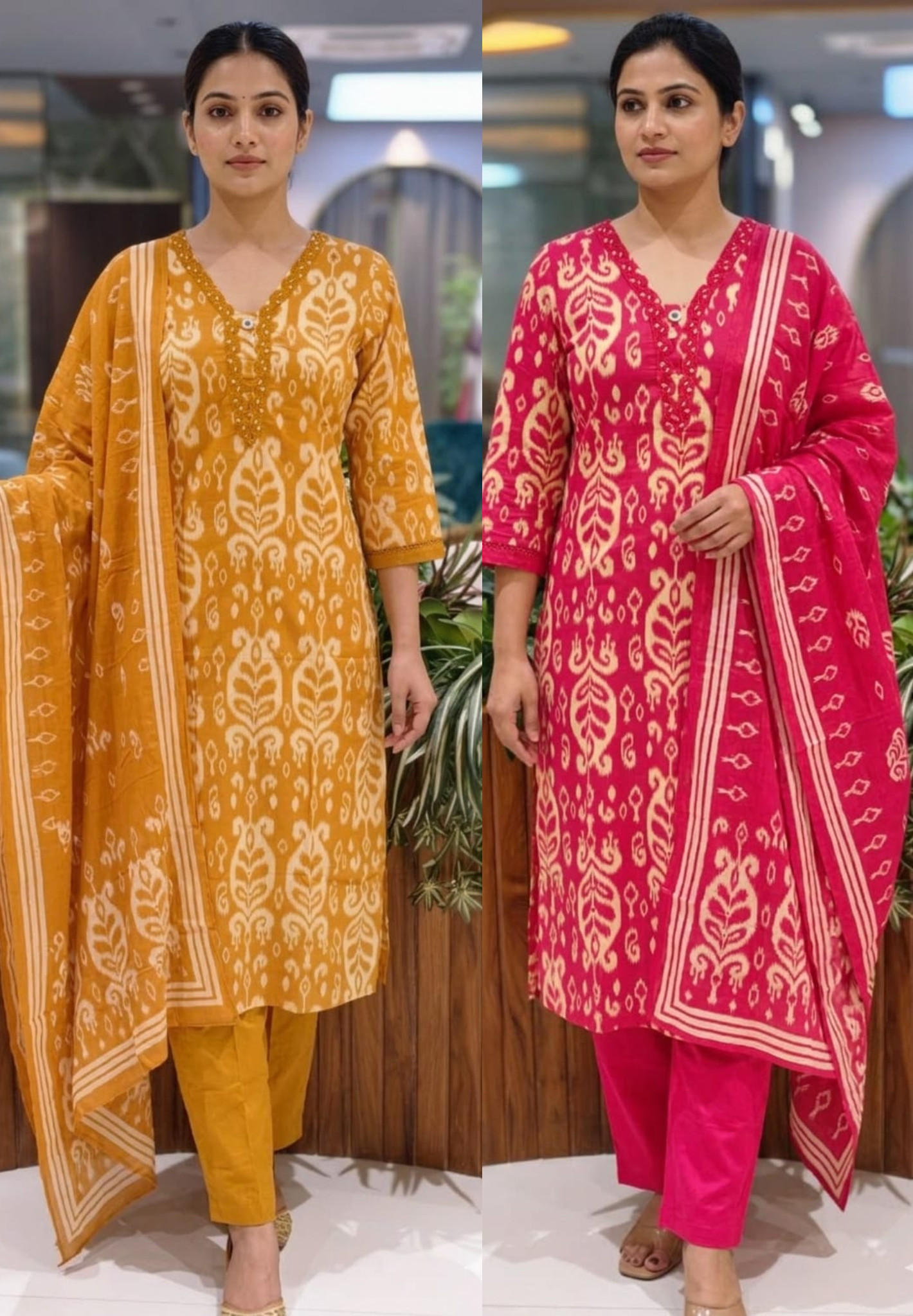 Soft Breathable Elegant Cotton Printed Kurta Pant Set with Dupatta-13845