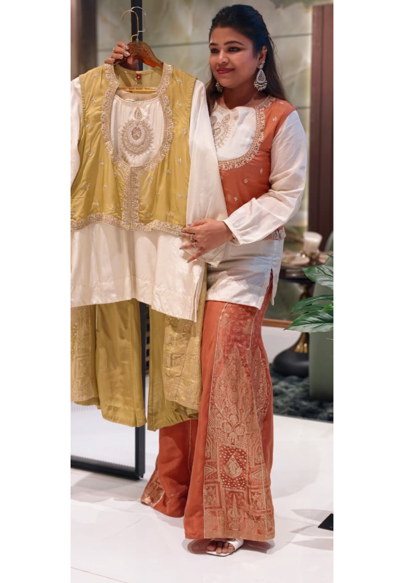 Royal Heritage Ho Silk Embroidered Jacket Style Kurta Set with Designer Ethnic Brocade Pants 13856