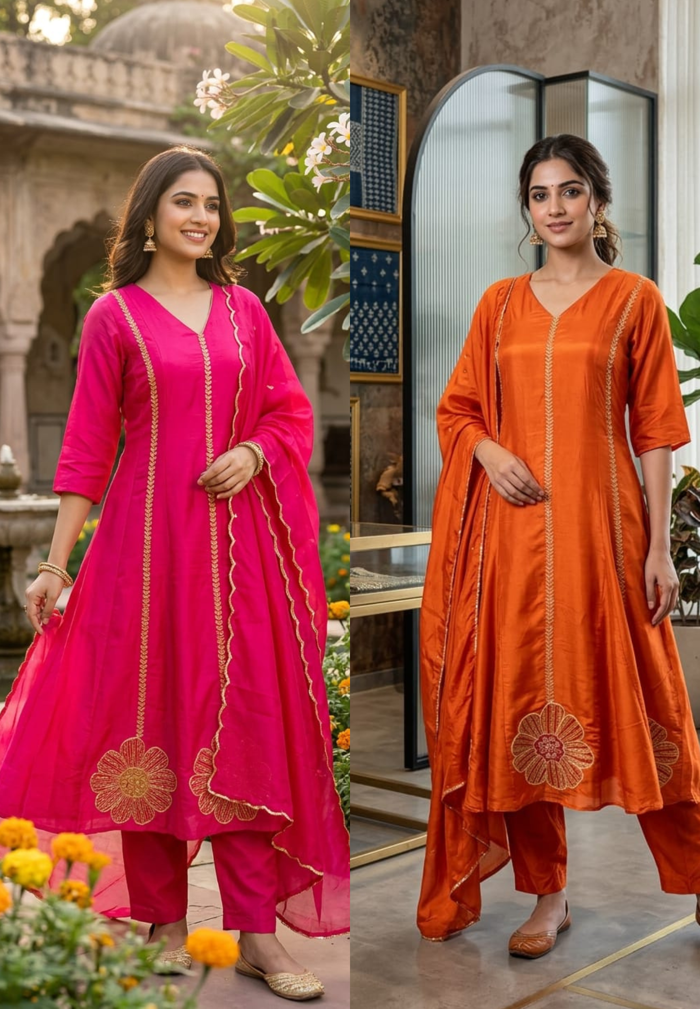 Beautyful Anarkali With Silk Dupatta Set-13784