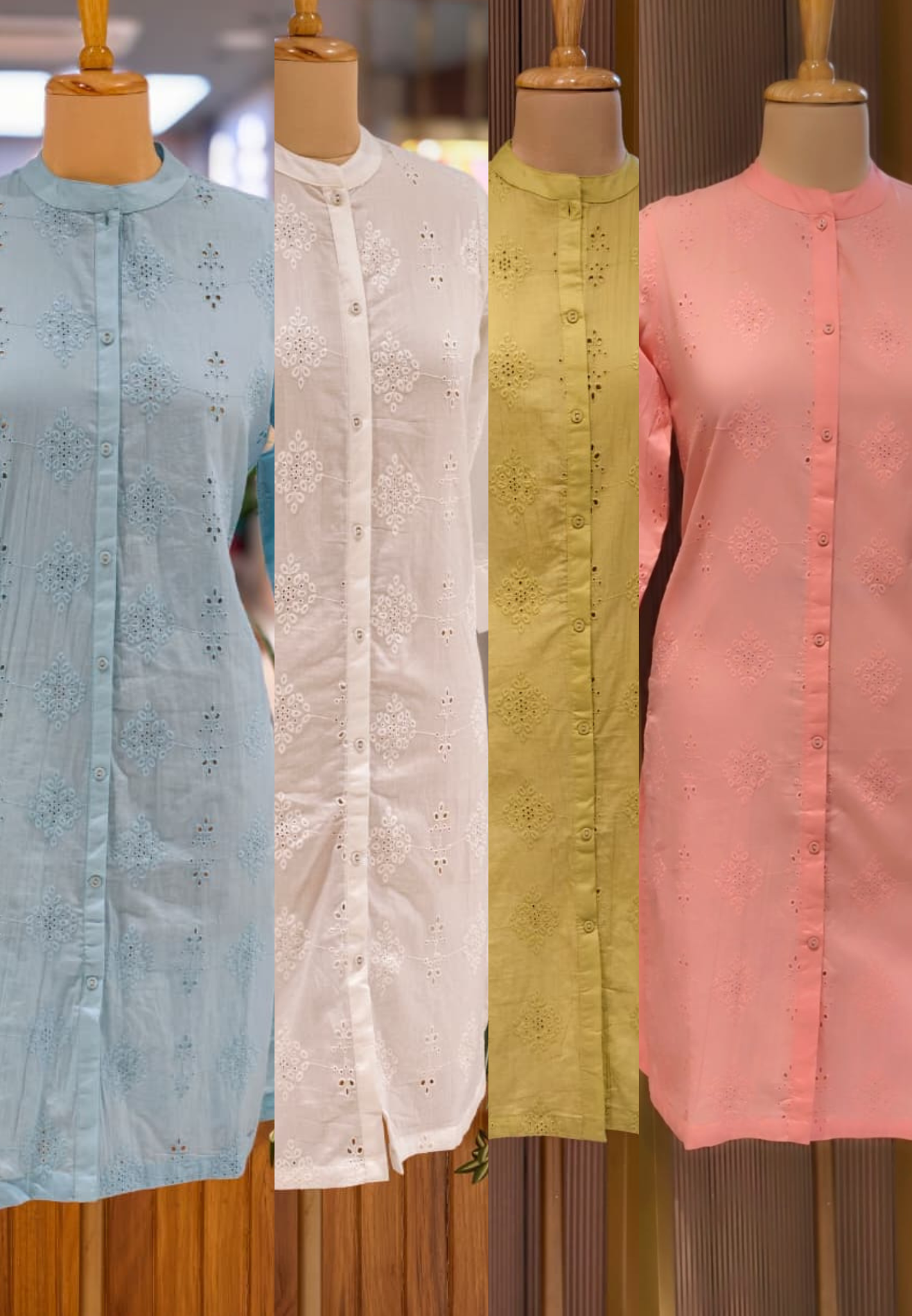 Elegant Hacoba Cotton Straight Only Kurti with Front Button Detailing Summer Pastel Collection 13985 RB02