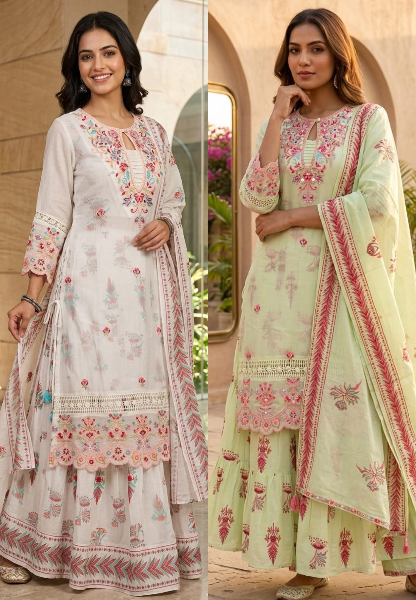 Elegant Floral Embellished Premium Double Layer Organza Gown with Cotton Inner & Embroidered Dupatta 13960 RB10