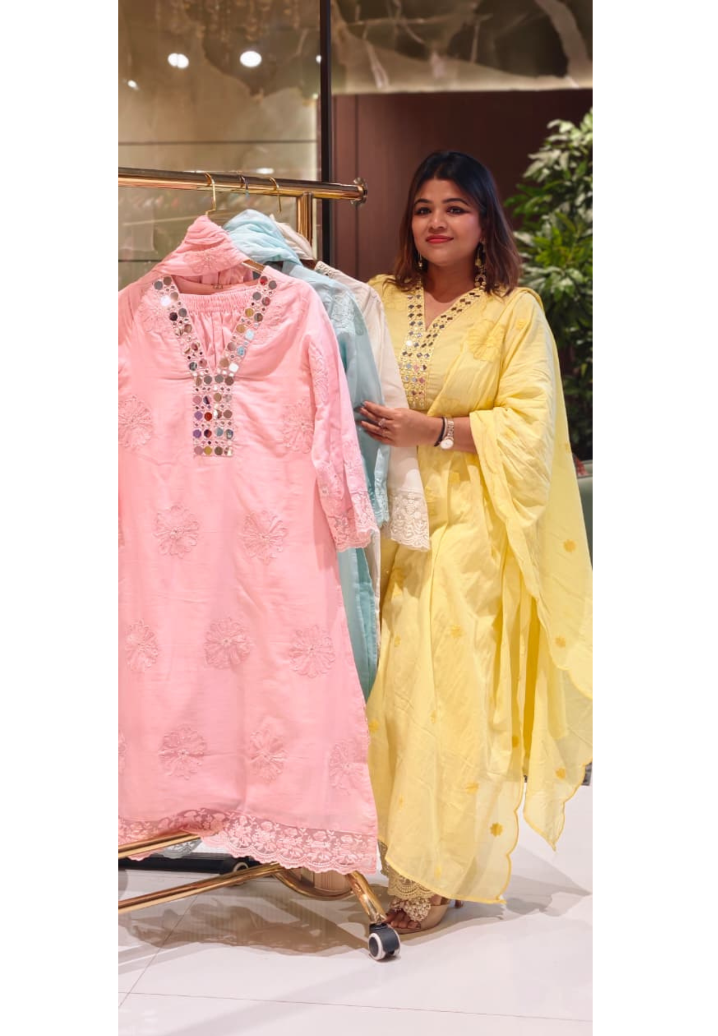Lean Fit Summer Cotton Full Suit With Mirror Work Embroidery Mulchanderi fabric with Mulcotton Dupatta 14019 RB08