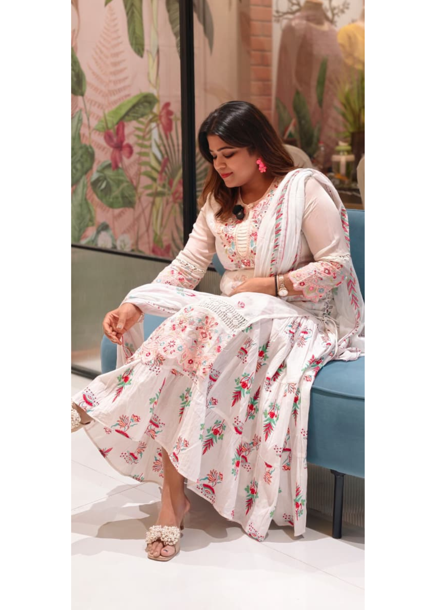 Elegant Floral Embellished Premium Double Layer Organza Gown with Cotton Inner & Embroidered Dupatta 13960 RB10