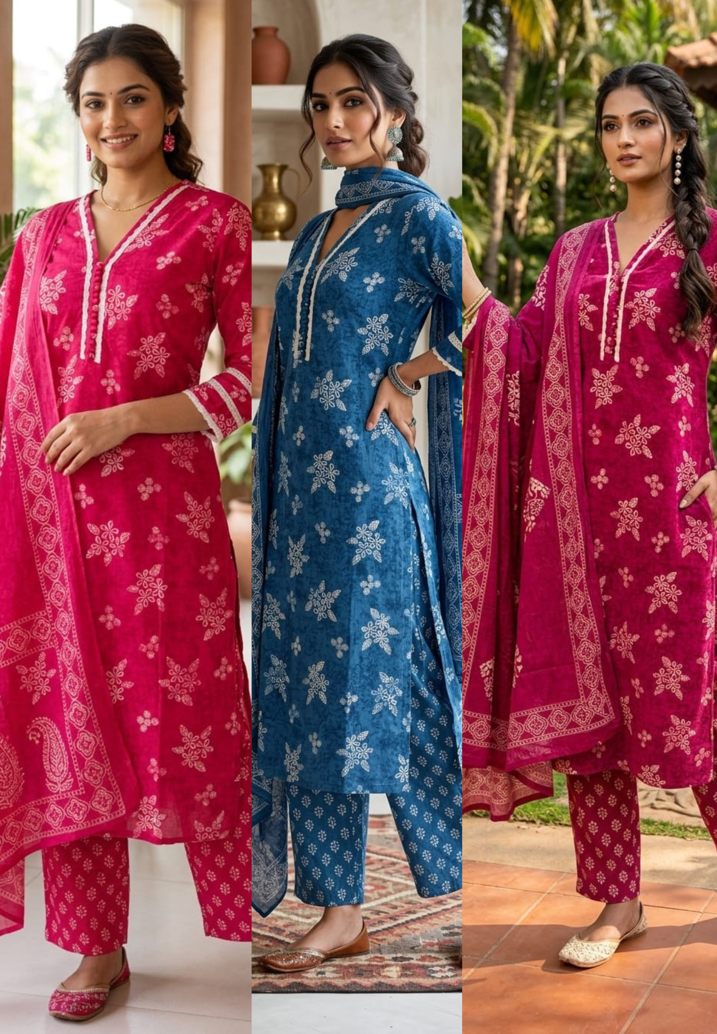 Floral print Pure Cotton Printed Summer Style Full suit set 13567 RB27