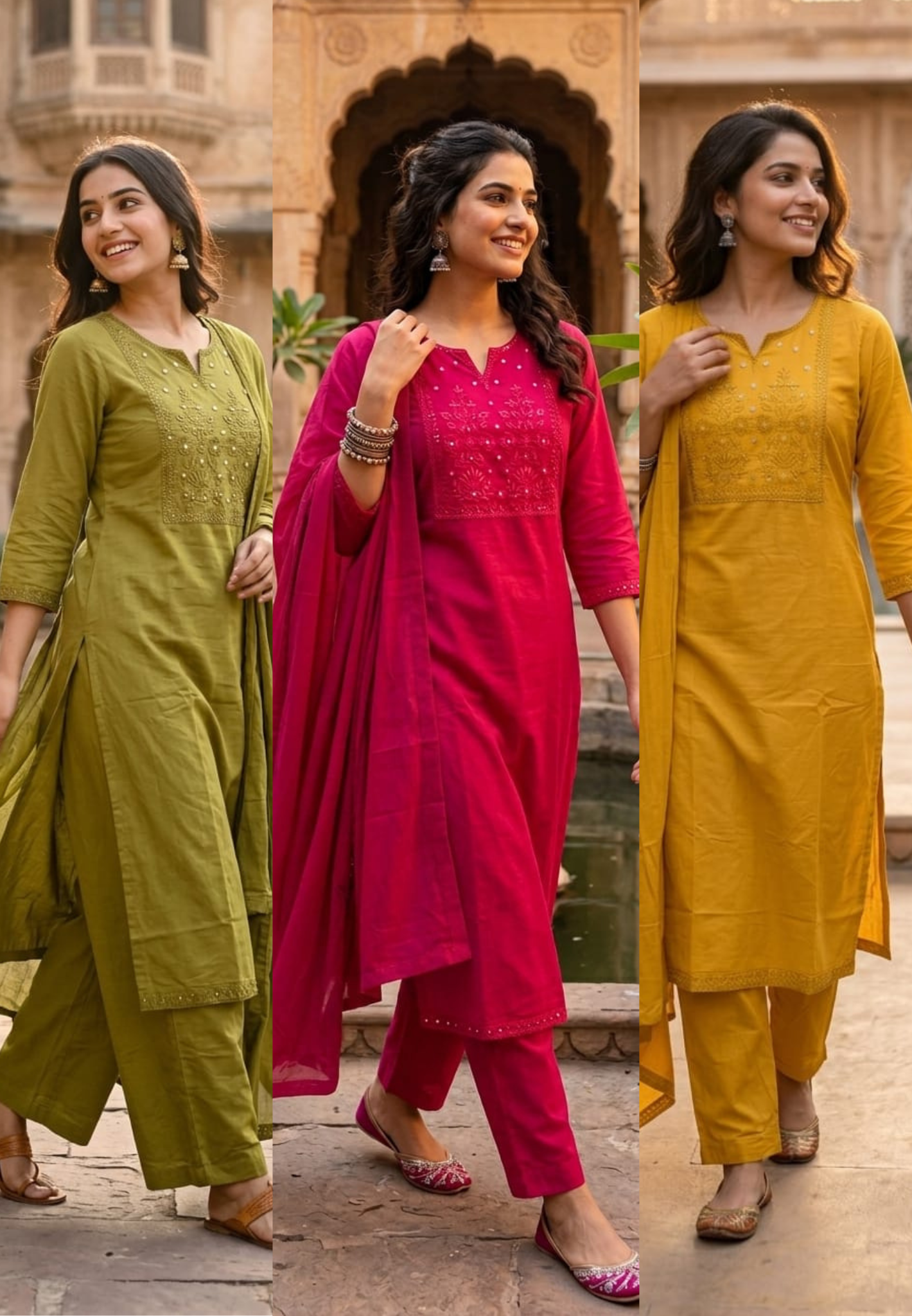 Foil Mirror Embroidered Solid Shade Full Suit Set RB26