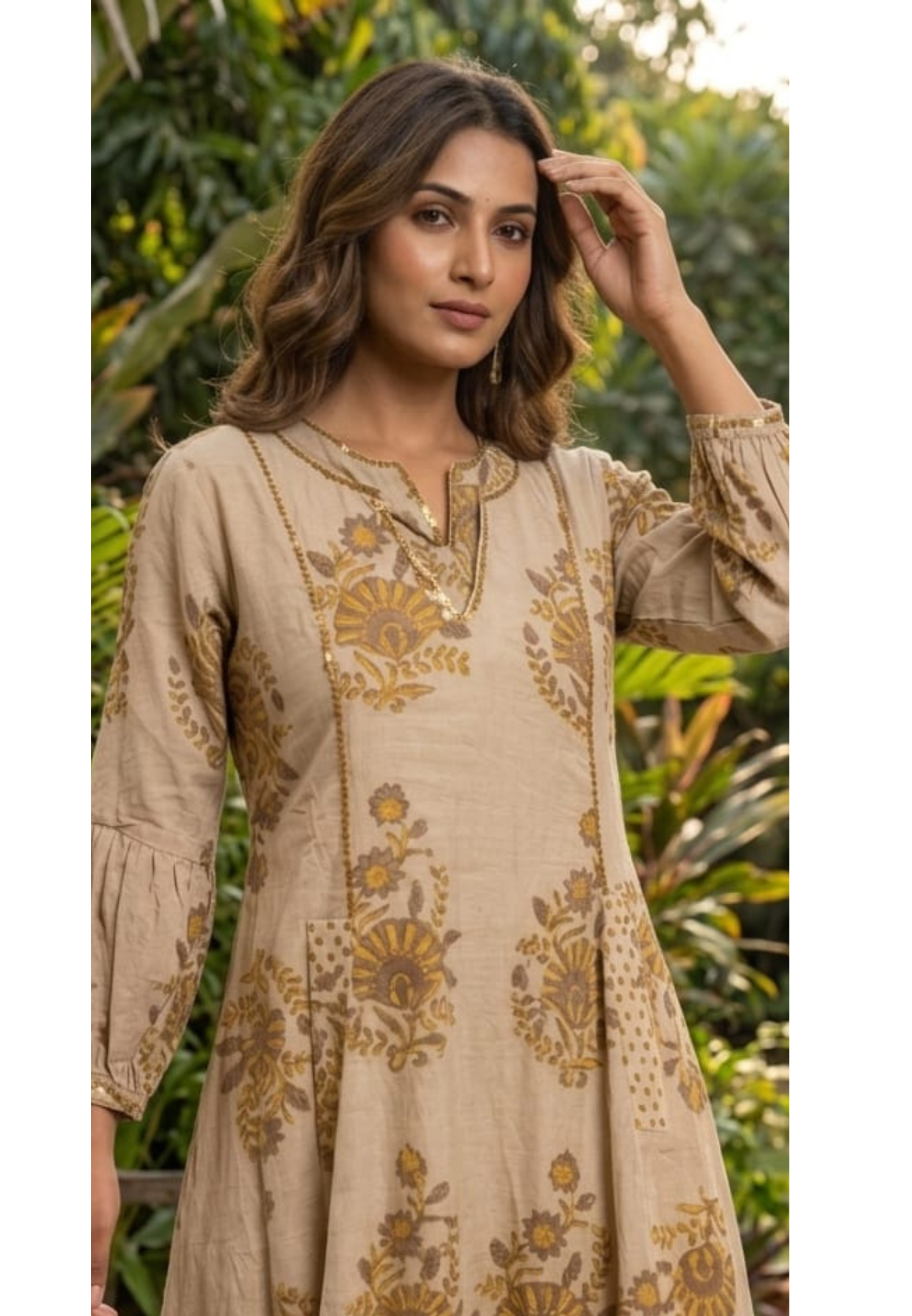 Summer Friendly Floral Printed Layered Beautiful Ankle Length Frock In Cotton Fabric- 14172 RB157