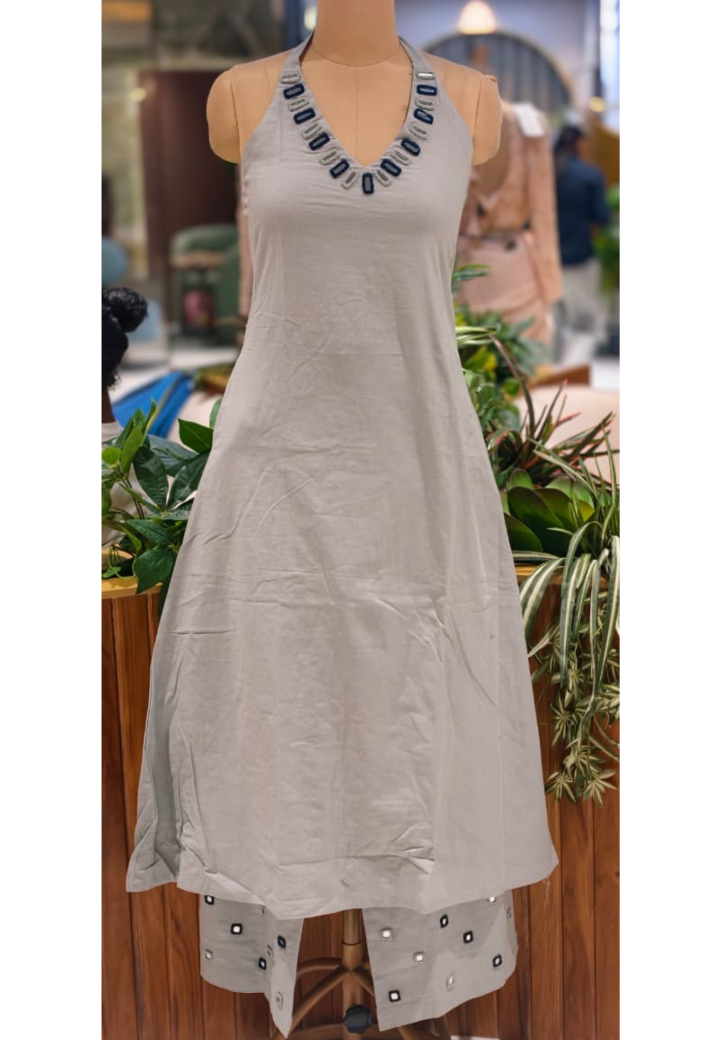Real Mirror Halter Neckline Summer Friendly Solid Kurta Pant Set In Cotton Fabric- 14177 RB169