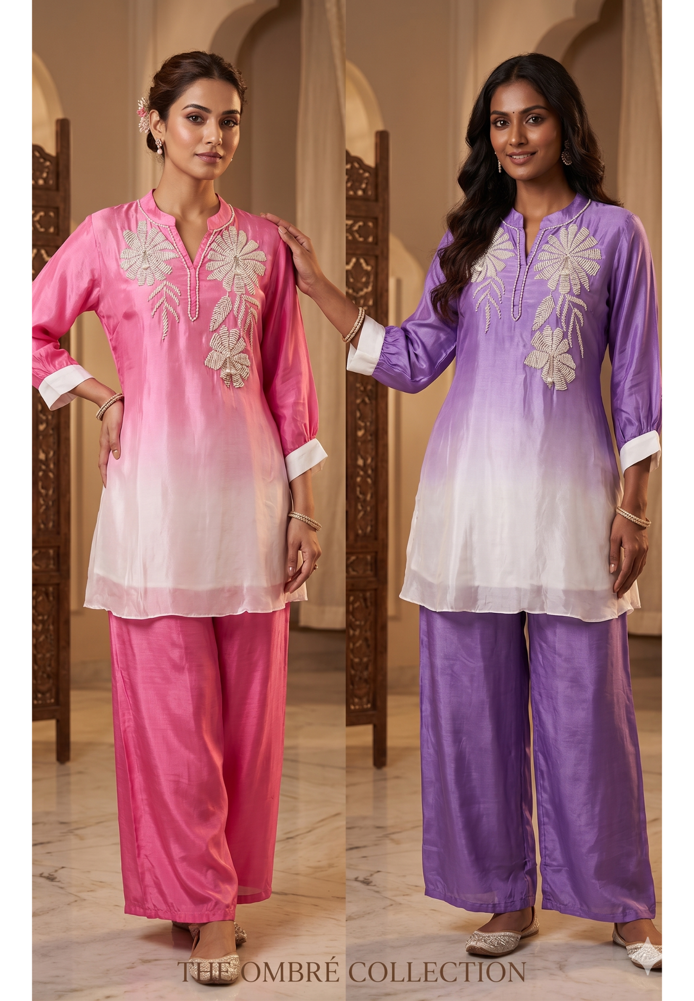 Ethereal Feel Dual-Tone Dream Ombre Crepe Co-Ord Set-14244 RB278