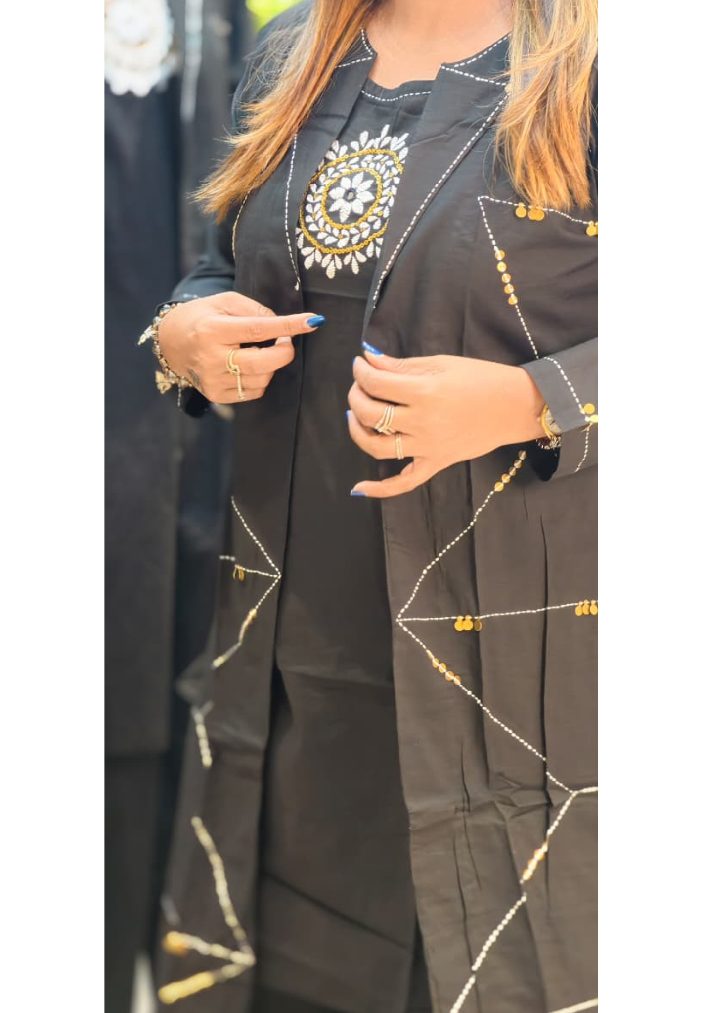 Handloom Cotton Layered Kurta Pant Set with Embroidered Inner, Handcrafted Stitch Detailing & Statement Overlay Detechable Jacket- 14409 RB256