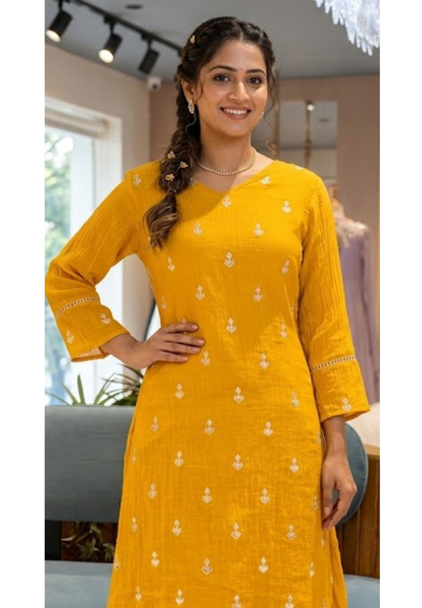 Pure Banarasi Mul Chanderi Golden Inticate Spread Work A-Line Kurta Pant Set- 14300