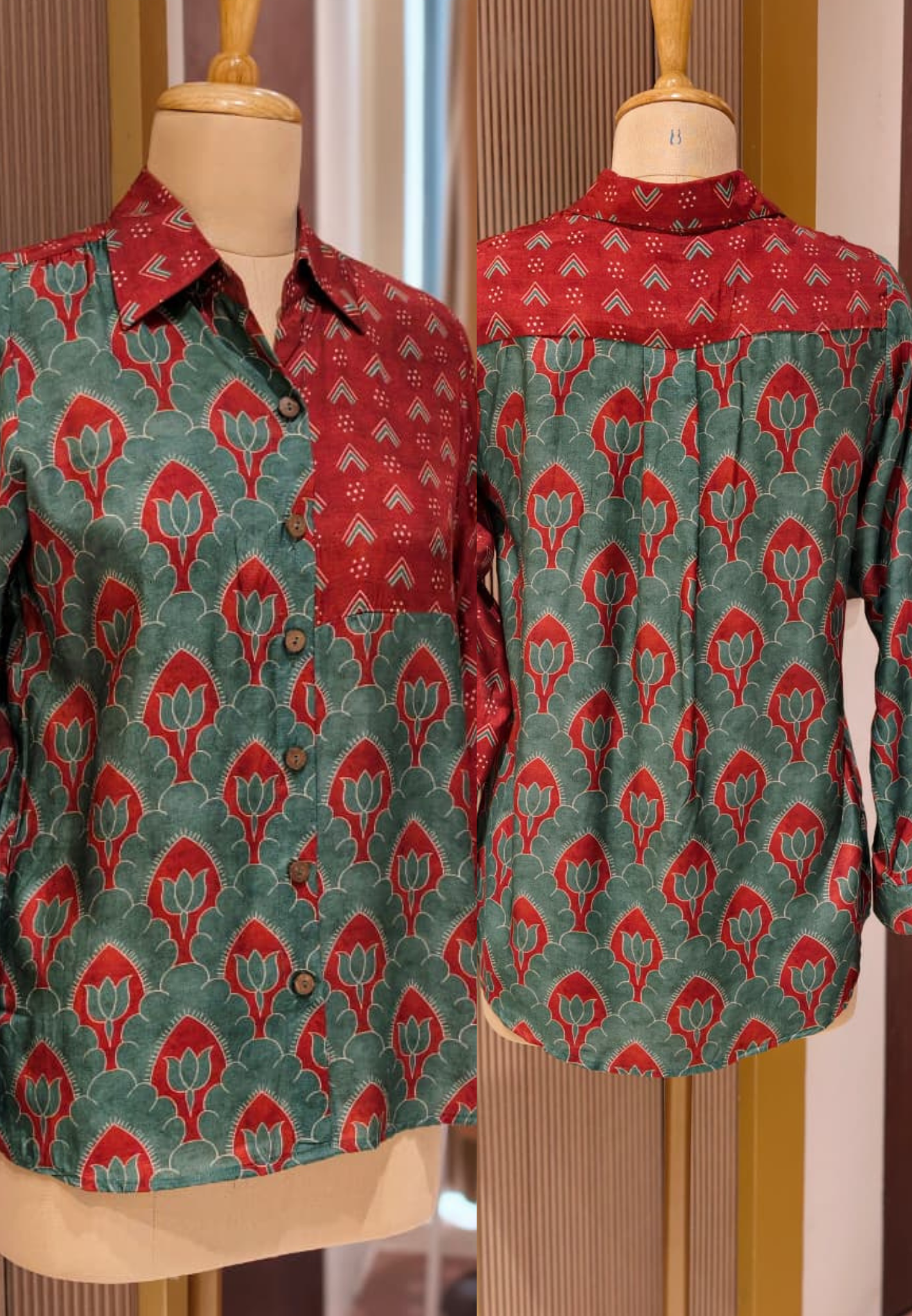 Mosaic Muse Attractive Red Vibrant Modal Muslin Casual Shirt-14439