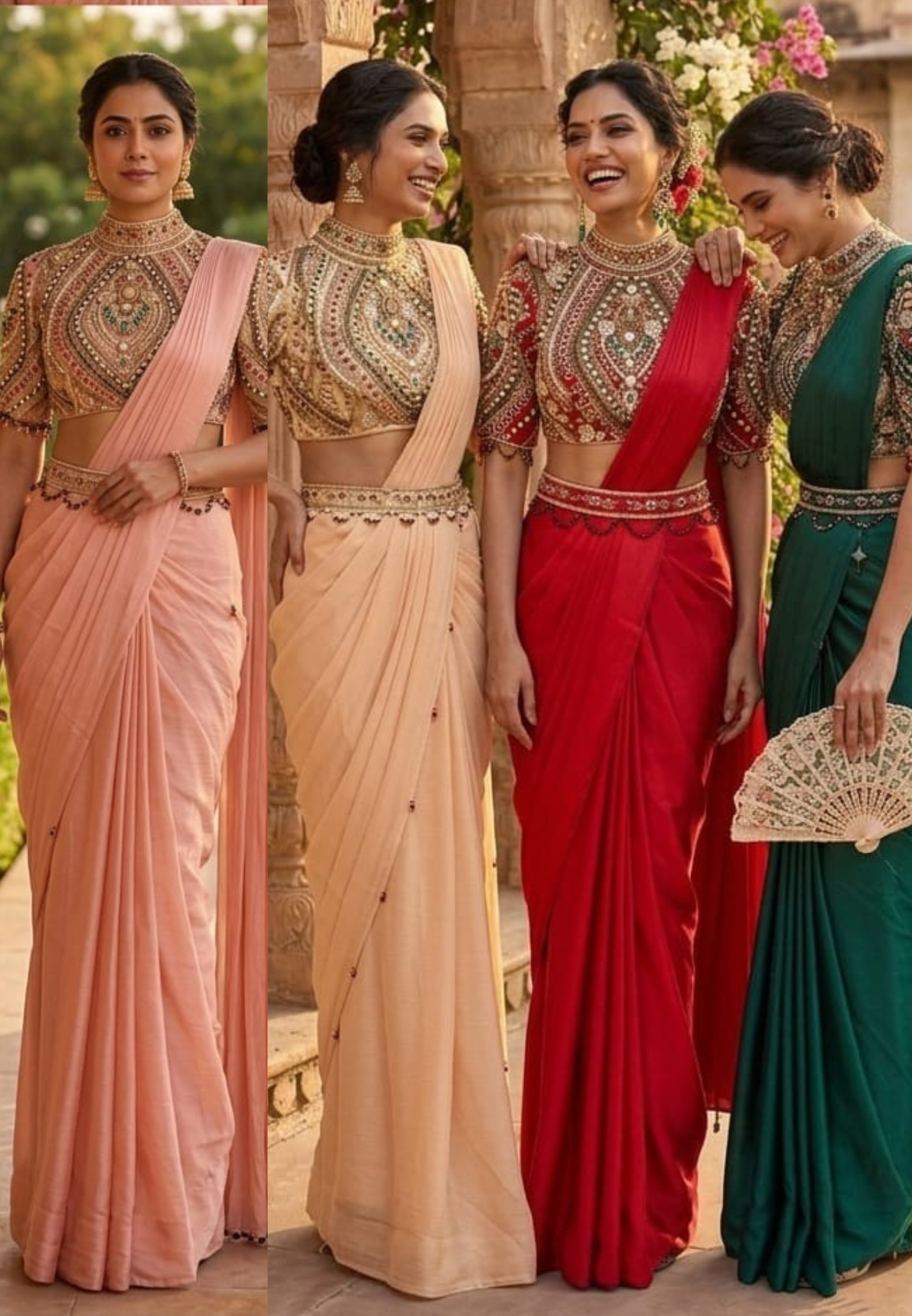 Elegant Pre-Draped Partywear Luxury Hand-Embroidered Designer Saree with Heavy Stone & Zardosi Work Blouse- 14525 RB349