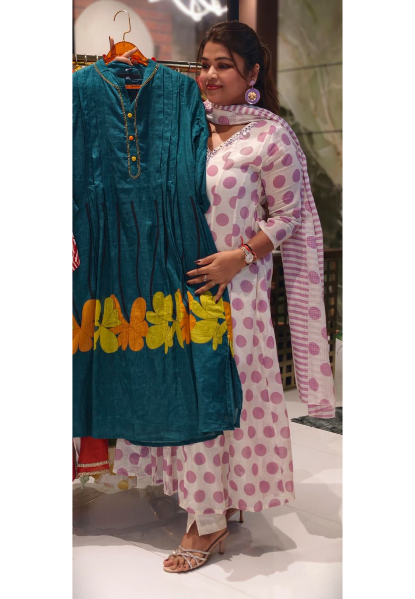 Pleated Peplum Style Beautiful Floral Printed Mul Cotton Summer Friendly Kurta Pant Set-14145 RB196