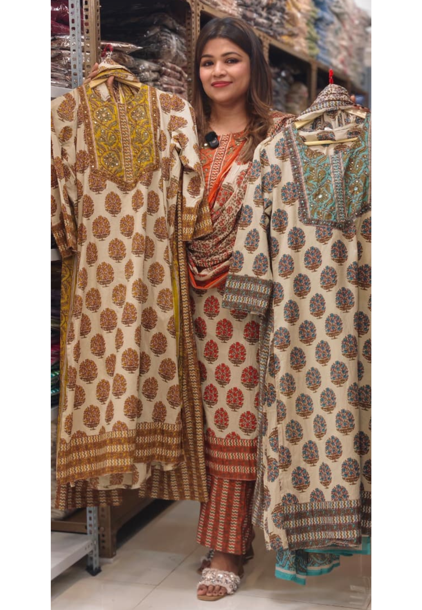 Pure Traditional Printed Ethnic Wear Cotton Full Suit Set With Dupatta- 14695 (Body Hugging) RB390