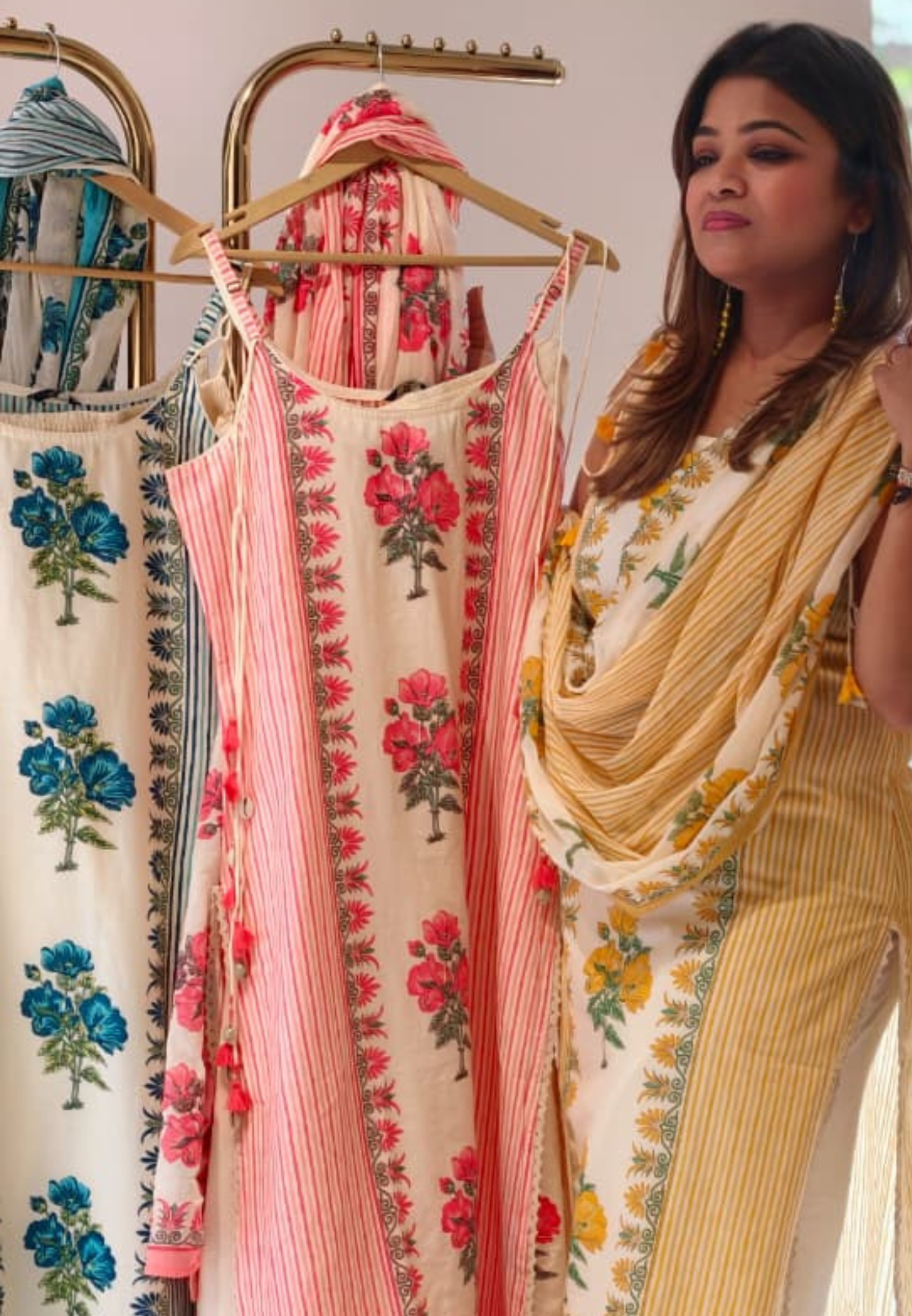 Strappy Kodi Tassel Sleeveless Printed Cotton Full Suit Set With Dupatta- 14794 RB410