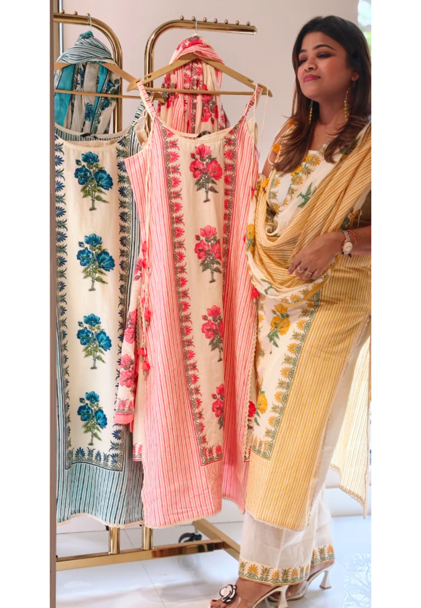 Strappy Kodi Tassel Sleeveless Printed Cotton Full Suit Set With Dupatta- 14794 RB410