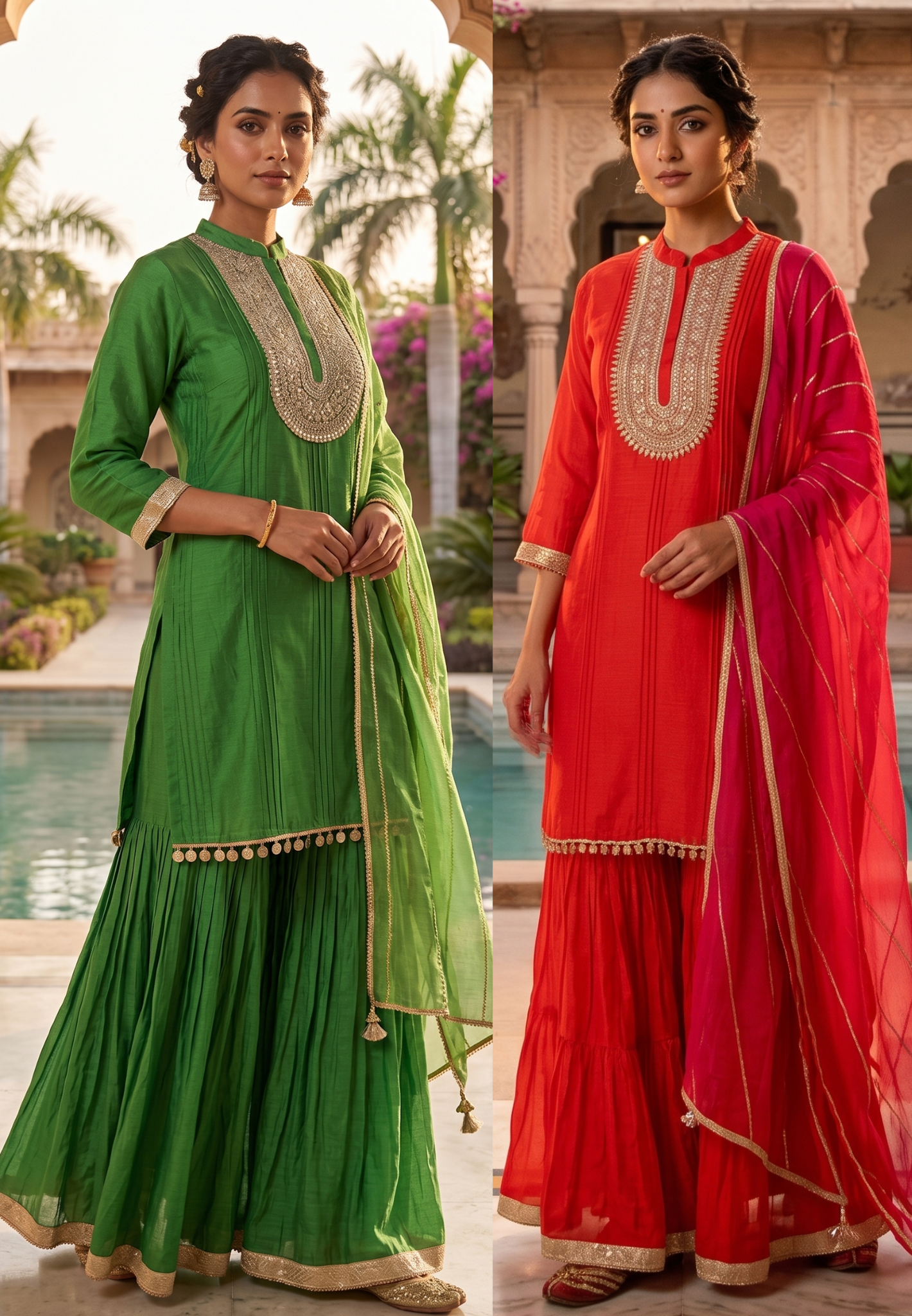 Premium Zardosi Yoke Pure Banarasi Mul Chanderi Panel Tassel Accent Full Suit Set With Dupatta- 13309 RB456