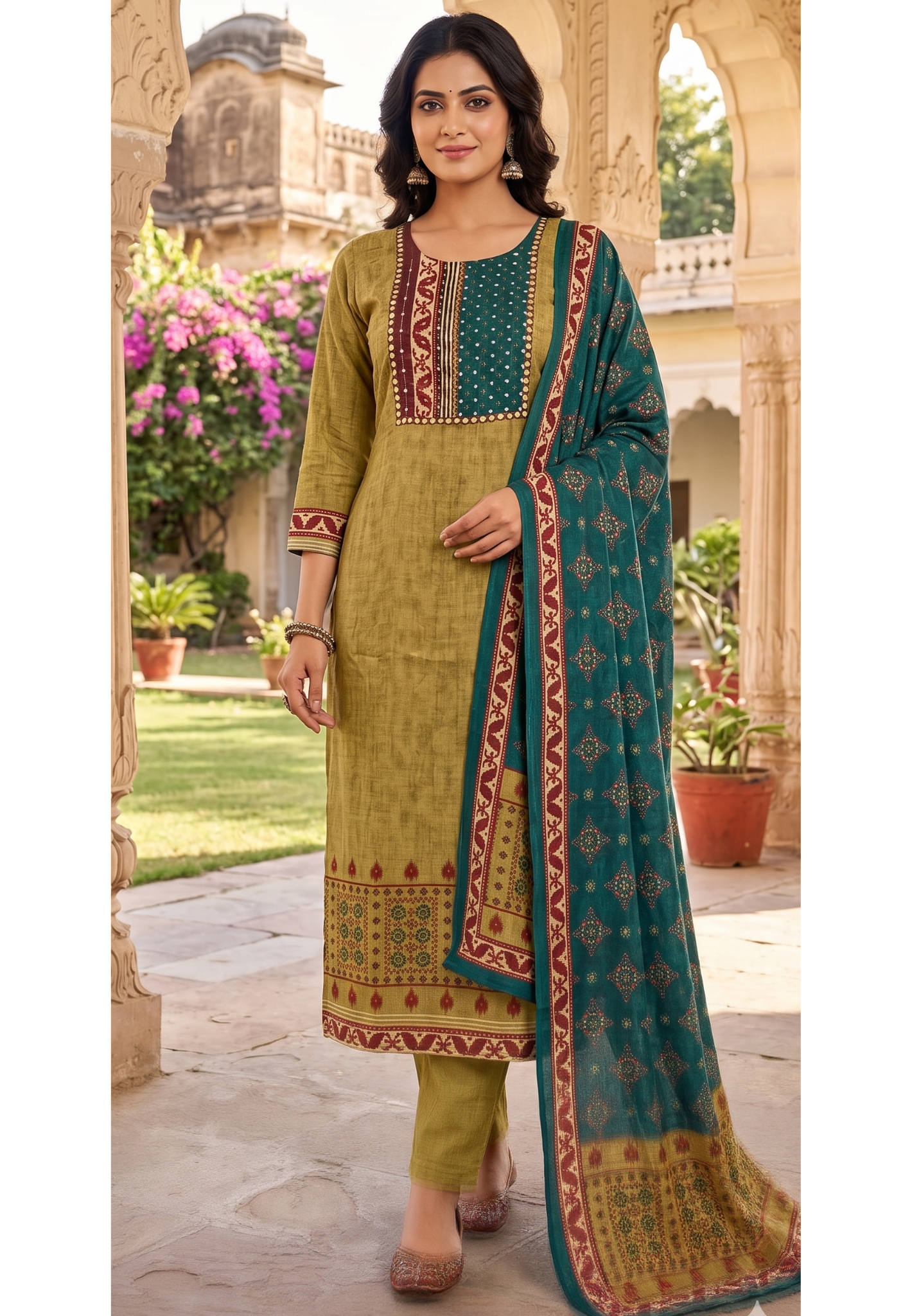 Unique Multiverse Print Colorful Combination Muslin Full Suit Set With Dupatta- 14723 RB459