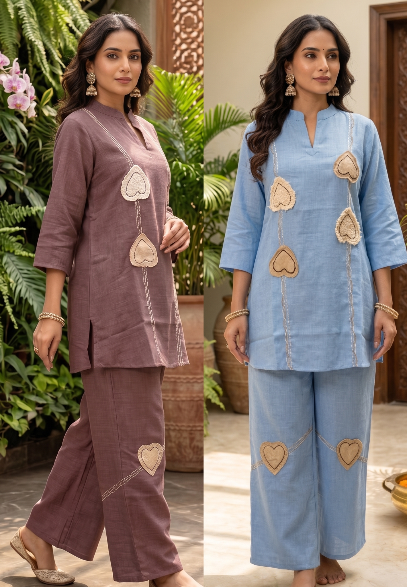 Crochet Look Love Embroidered Cute Cotton Co-Ord Sets for Summer- 14658 RB465