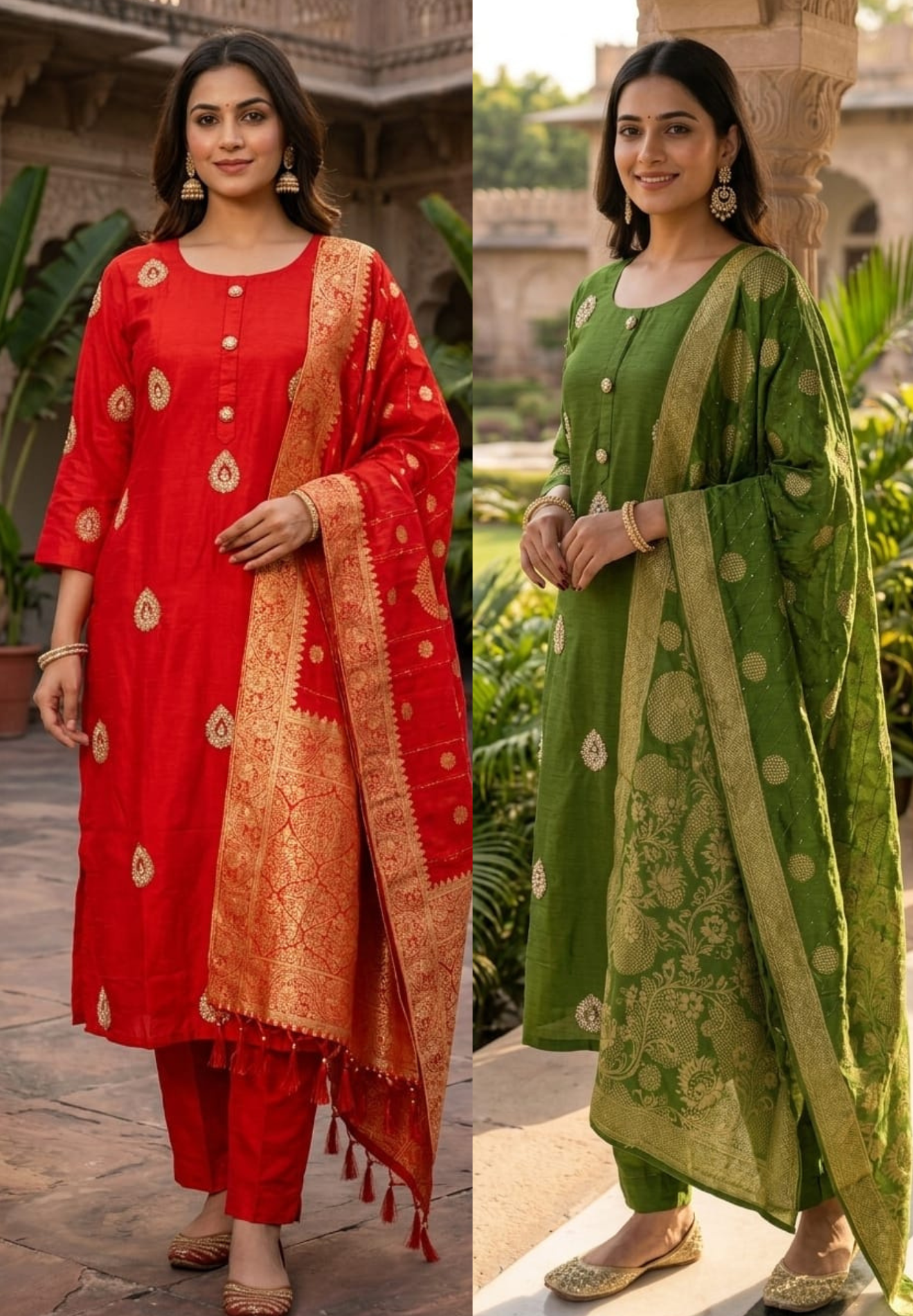 Woven Banarasi Classic Charm Bootis Russian Silk Full Suit Set With Dupatta-LEAN FIT(ADVISIBLE NEXT SIZE)