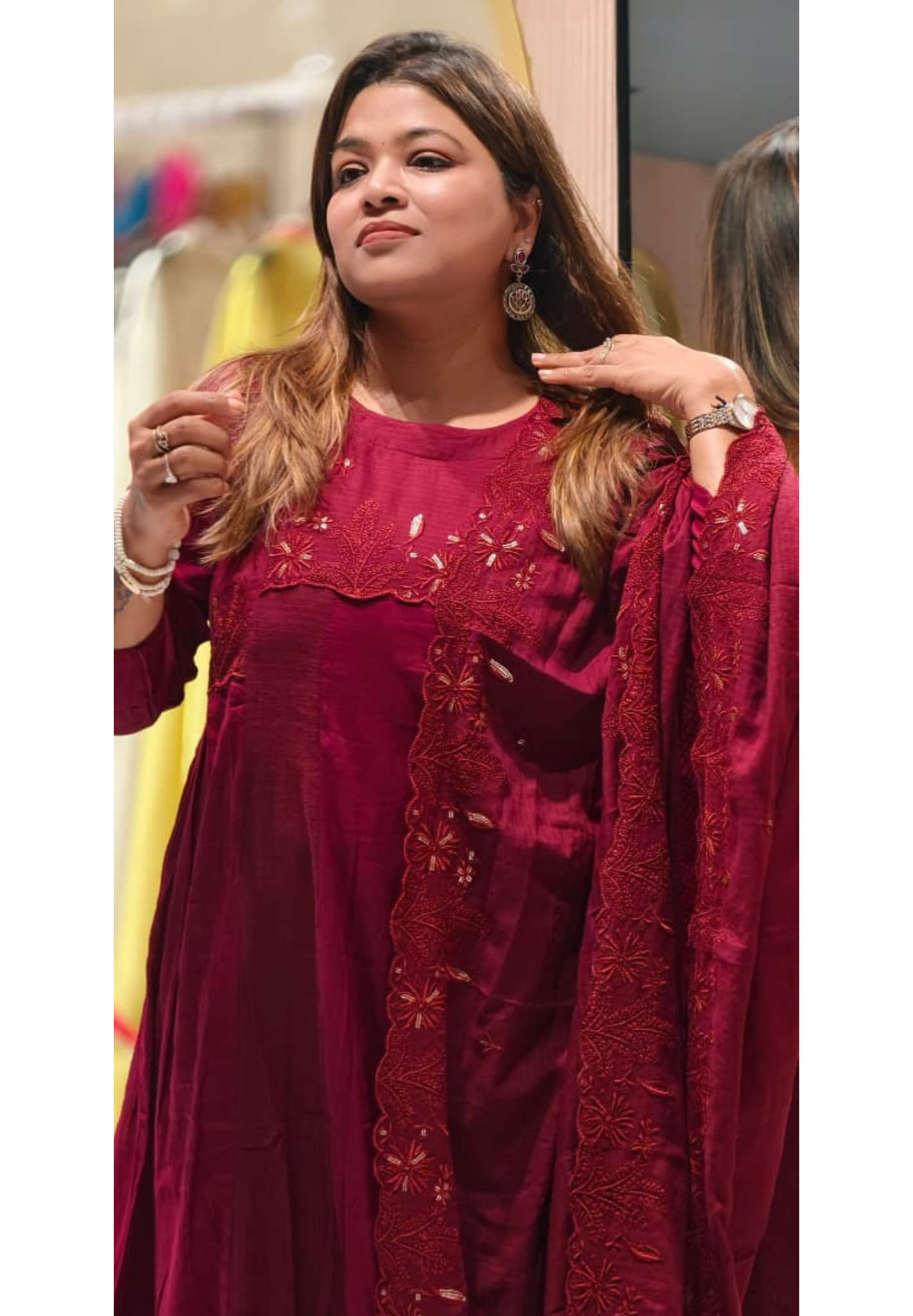 Ruby Bloom Premium Mul Cotton Embroidered A-Line Full Suit Set with Dupatta- 14894