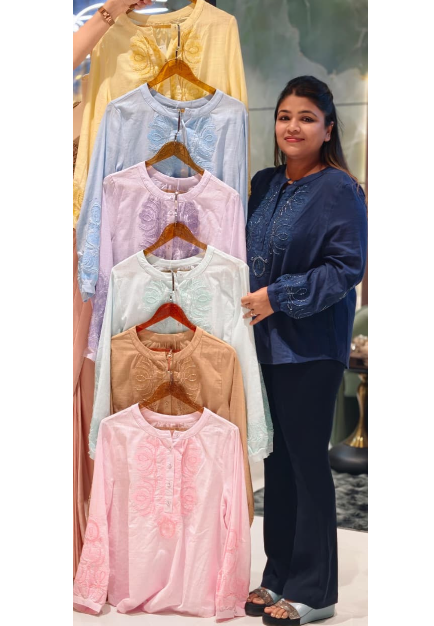 Embroidered Yoke With Cut-Dana Highlights Casual Western Imported Top- 15154