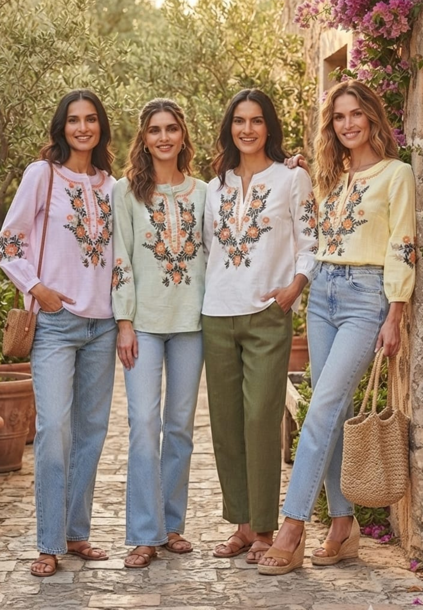 Premium Embroidered Cotton Summer Imported Western Casual Top- 15145
