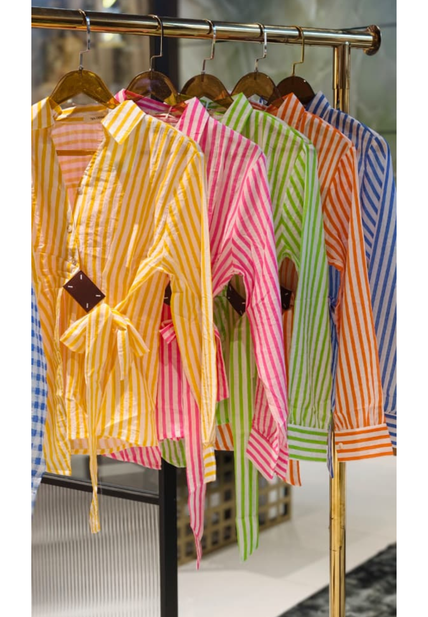 Neon Shades Stunning Stripes & Checks Side Knotted Light Weight Imported Shirt- 15458, 15457