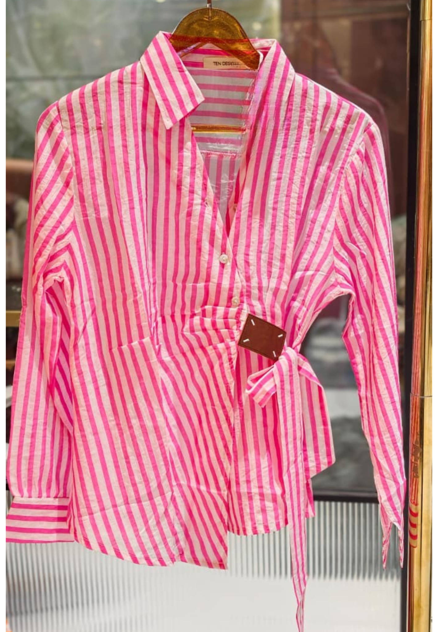 Neon Shades Stunning Stripes & Checks Side Knotted Light Weight Imported Shirt- 15458, 15457