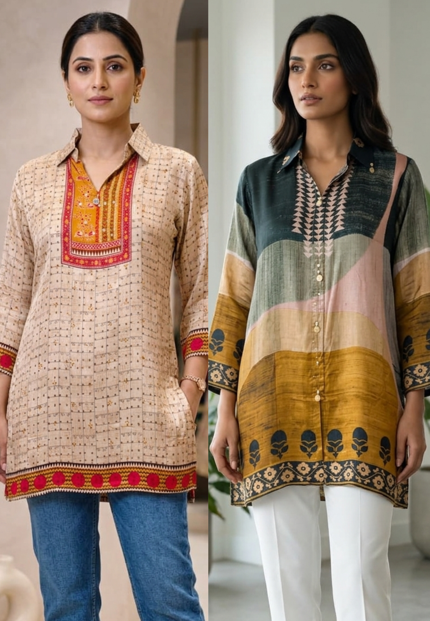 Beautifully Multi Printed Collared Casual Wear Crepe Shirt- 15634