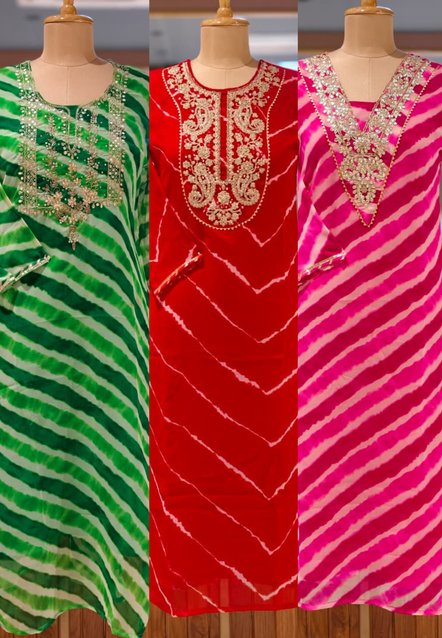 Gotta Work Neckline With Yoke Lehriya Georgette Kurtis