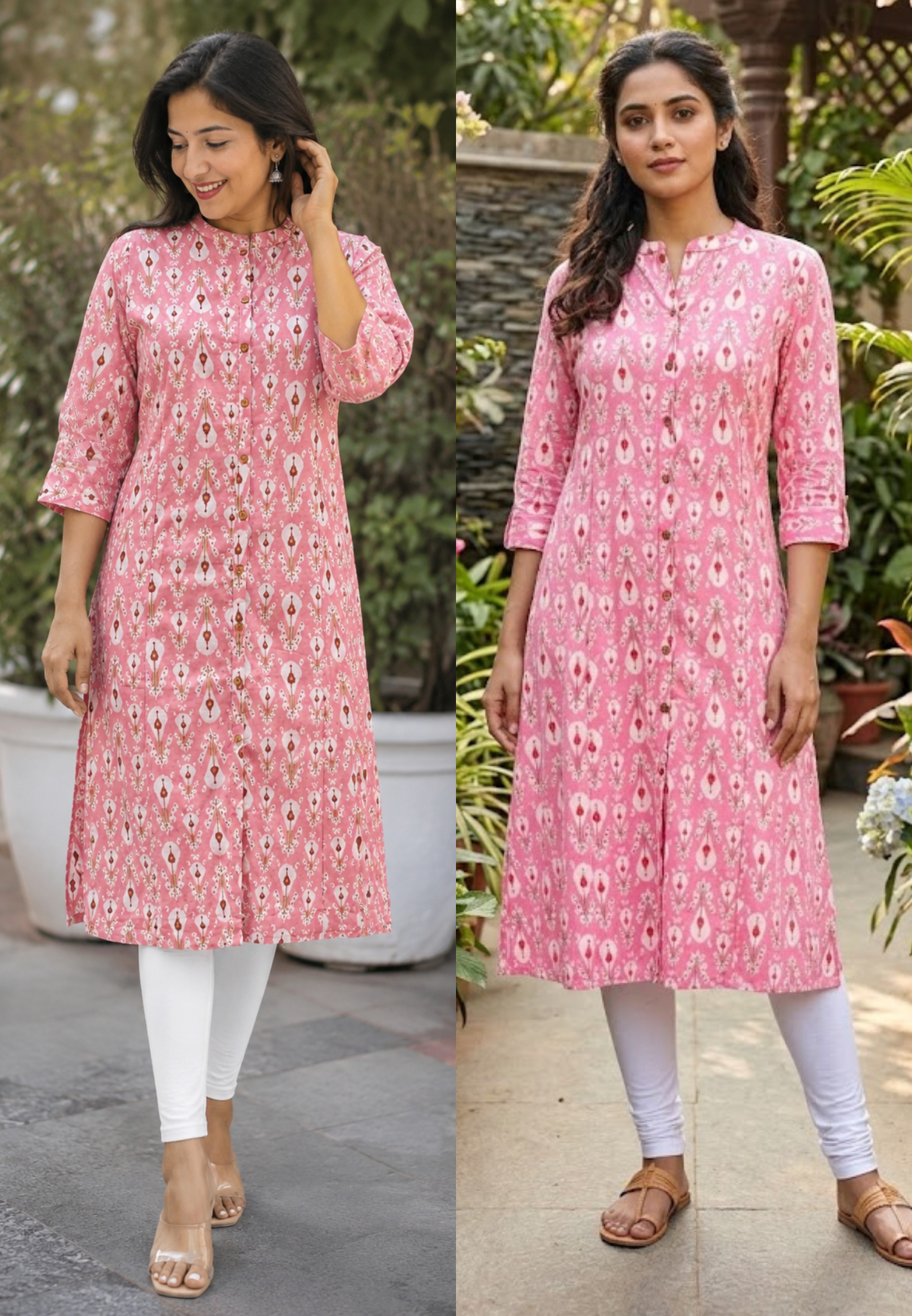 Printed Floral Manderian collar Aline Only Kurti With Pockets 15697