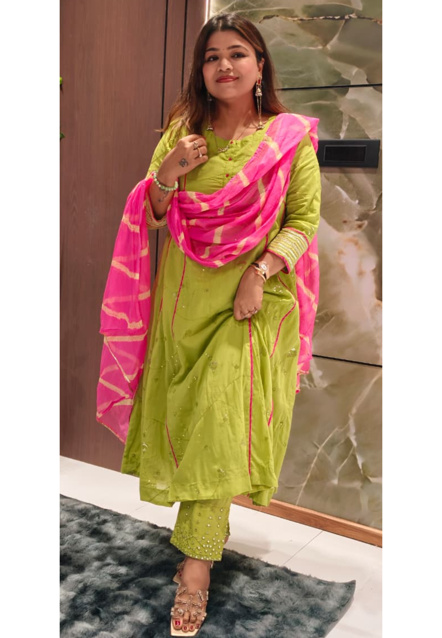Beautiful Handcrafted Mul Cotton Suit Set with Embroidered Kurta, Matching Bottom & Printed Dupatta- 15820