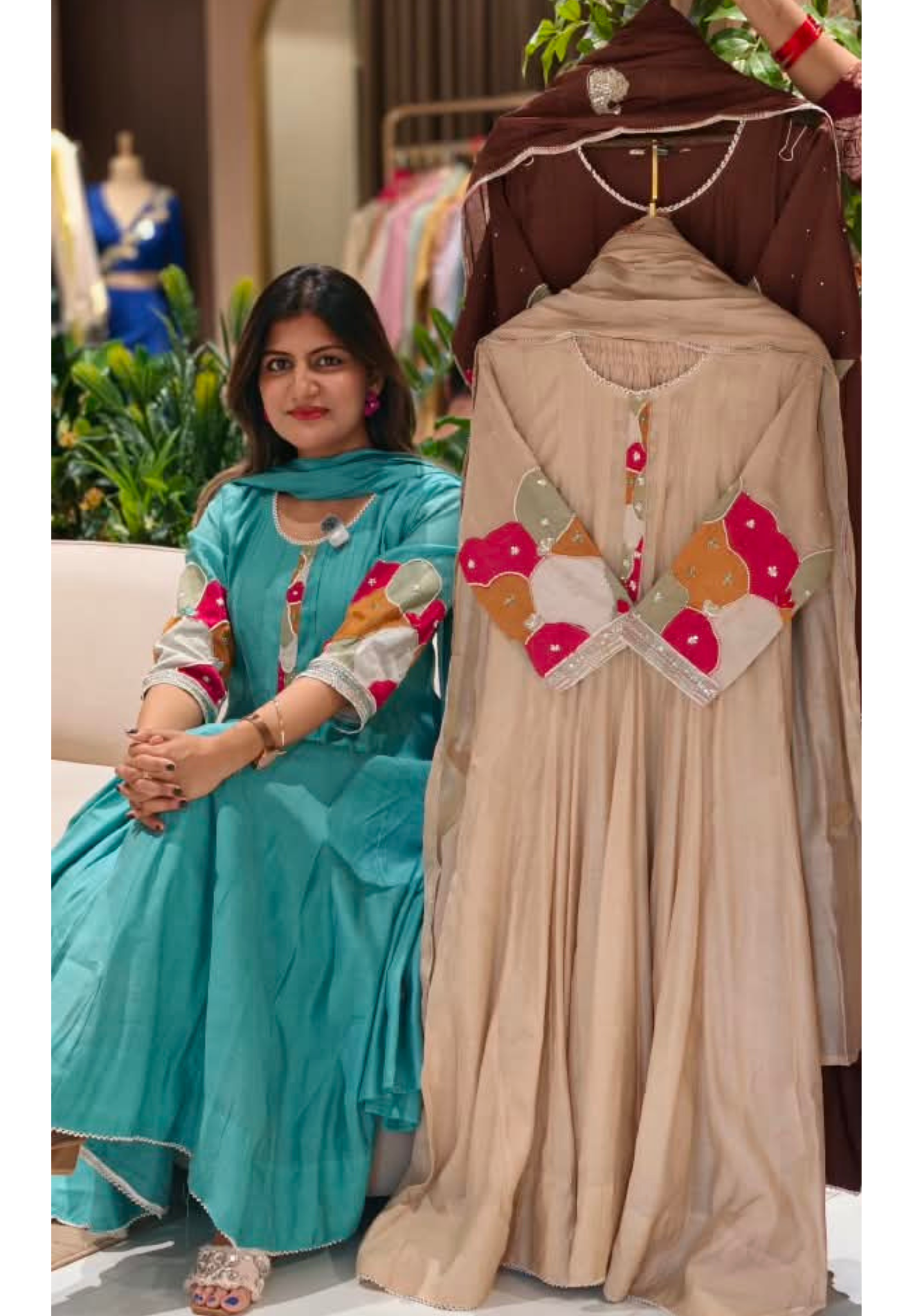 Vibrant Minimal Highlights Embroidered Banarasi Mul-Chanderi A-Line Full Suit Set With Dupatta- 16240