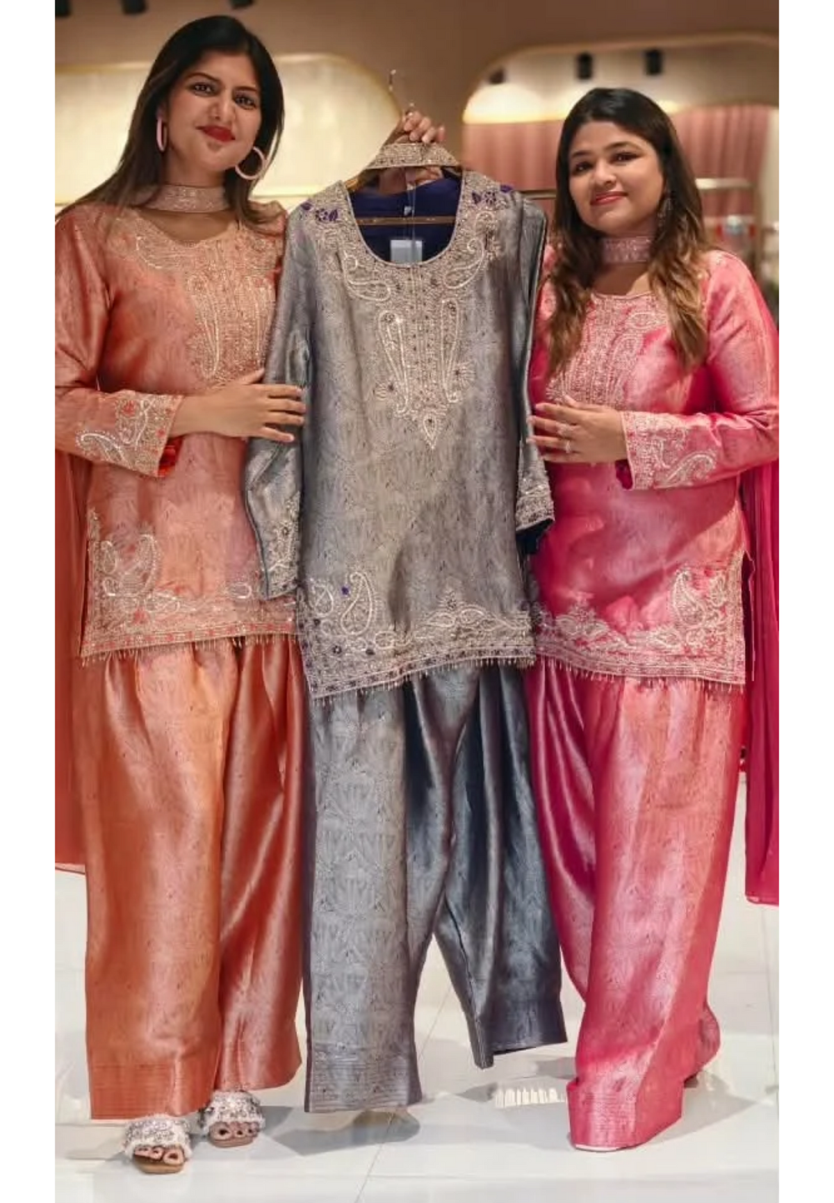 Weavin Banarasi Kurta With Farshi Bottom Set with Intricate Zari Embroidery & Elegant Paisley Border Work- 16963